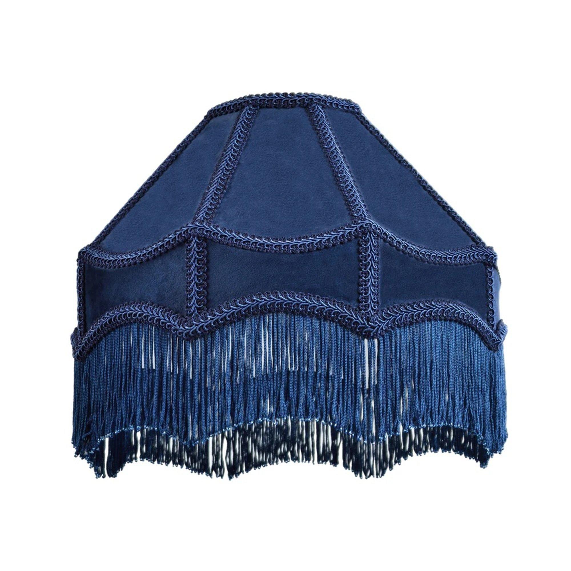 Navy - K Living - Tassle 12inch Navy Traditional Shade with Tassels - 1