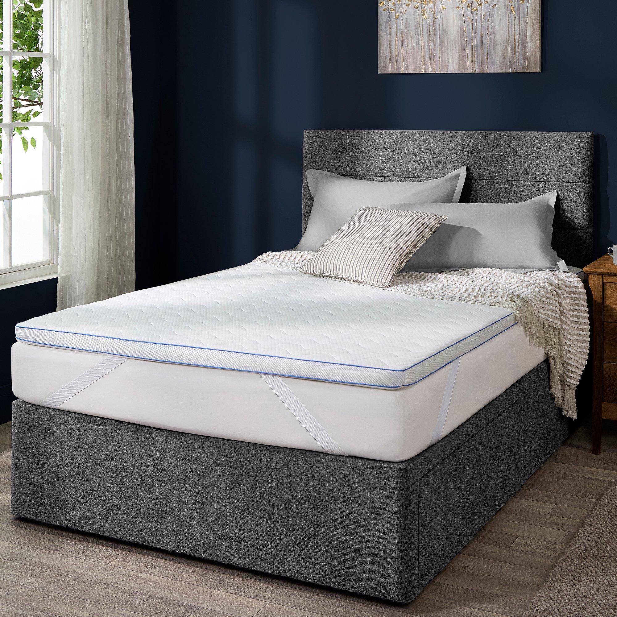 White - Slumberdown - Cooling Gel Memory Foam 5cm Mattress Topper - 1