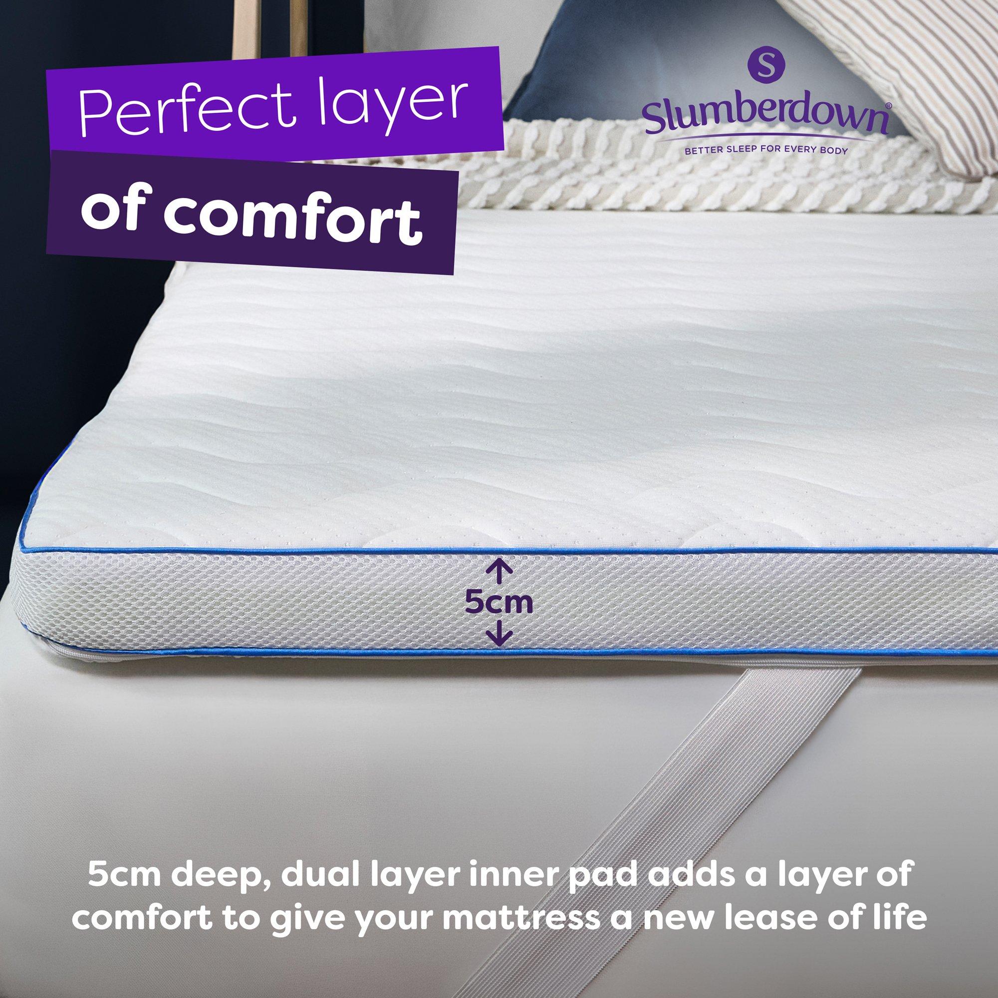 White - Slumberdown - Gel Memory Foam 5cm Mattress Topper - 4