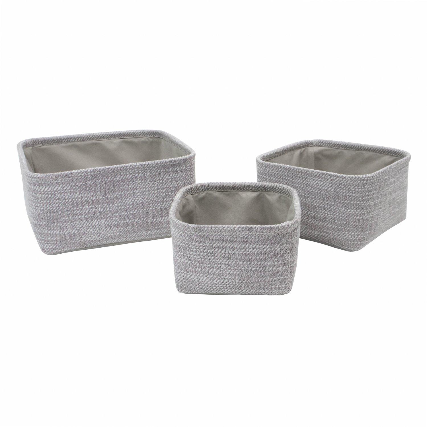 Grey - JVL - Serena Set of 3 Square Storage Baskets - 1