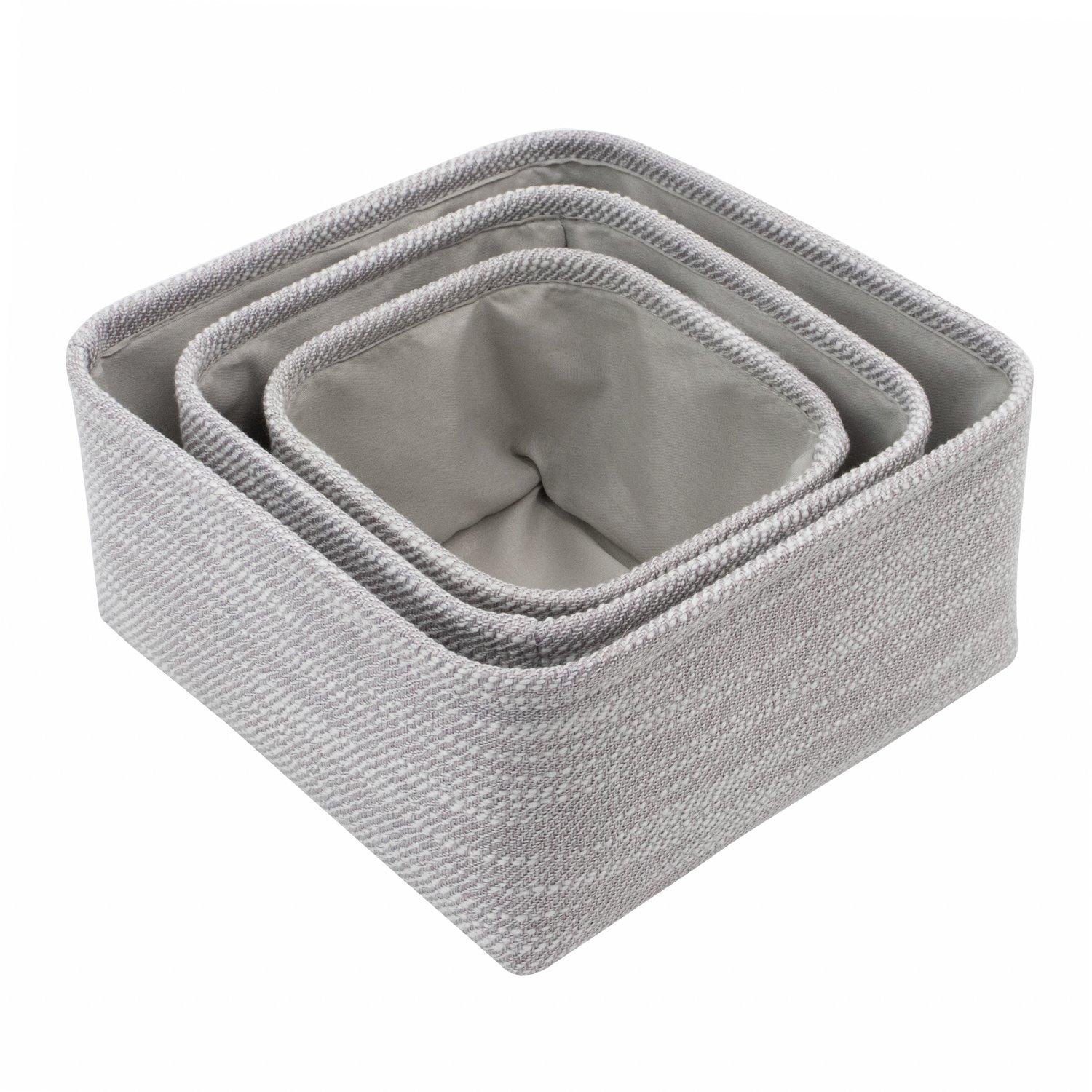 Grey - JVL - Serena Set of 3 Square Storage Baskets - 2