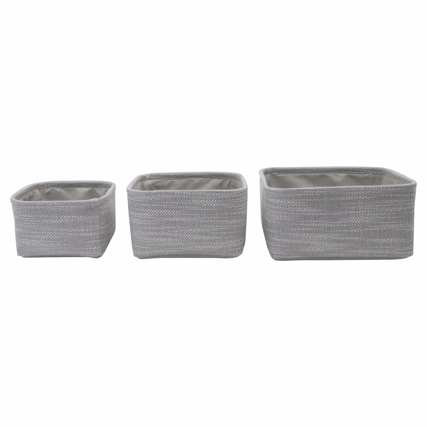 Grey - JVL - Serena Set of 3 Square Storage Baskets - 3