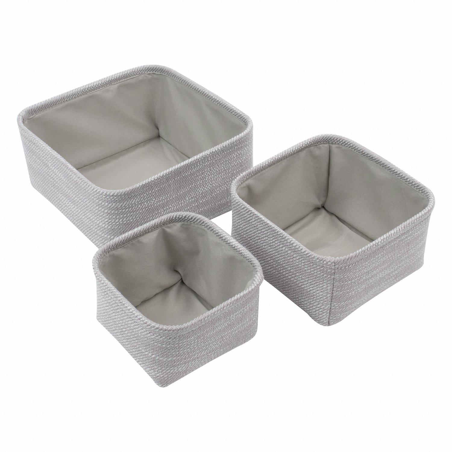 Grey - JVL - Serena Set of 3 Square Storage Baskets - 5