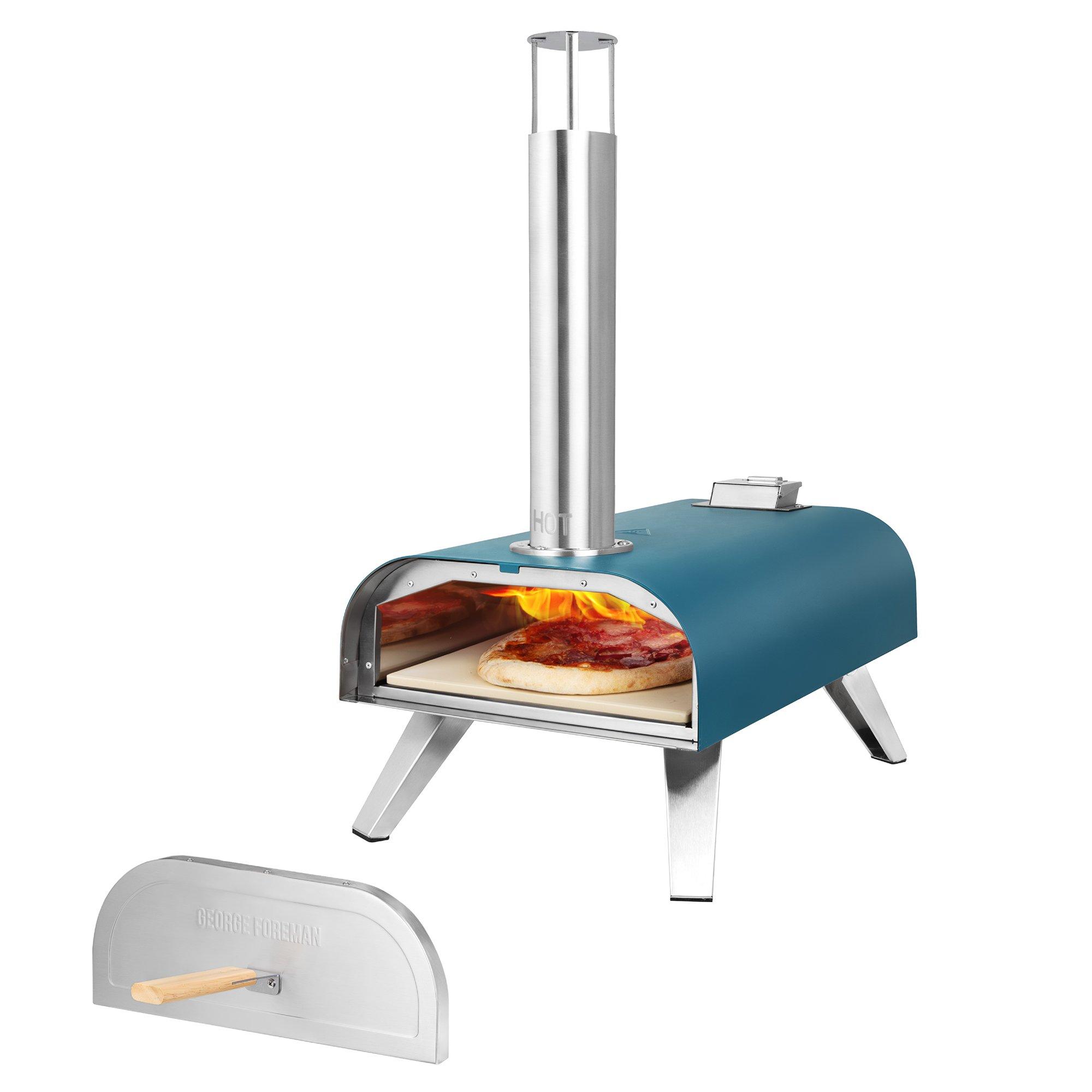 Teal - George Foreman - GFWPPO1BLPC 12 Wood Pellet Pizza Oven in Teal - 13