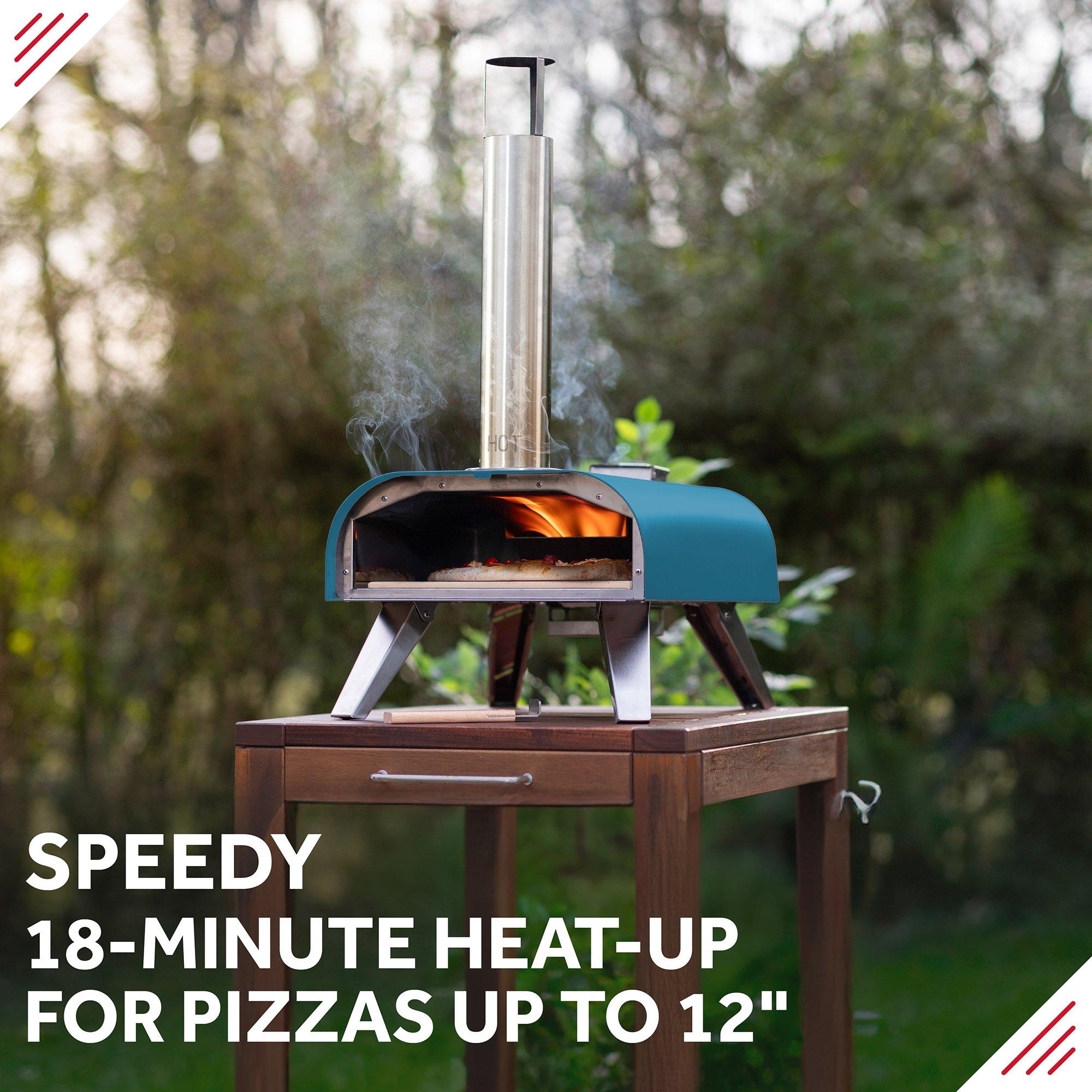 Teal - George Foreman - GFWPPO1BLPC 12 Wood Pellet Pizza Oven in Teal - 3