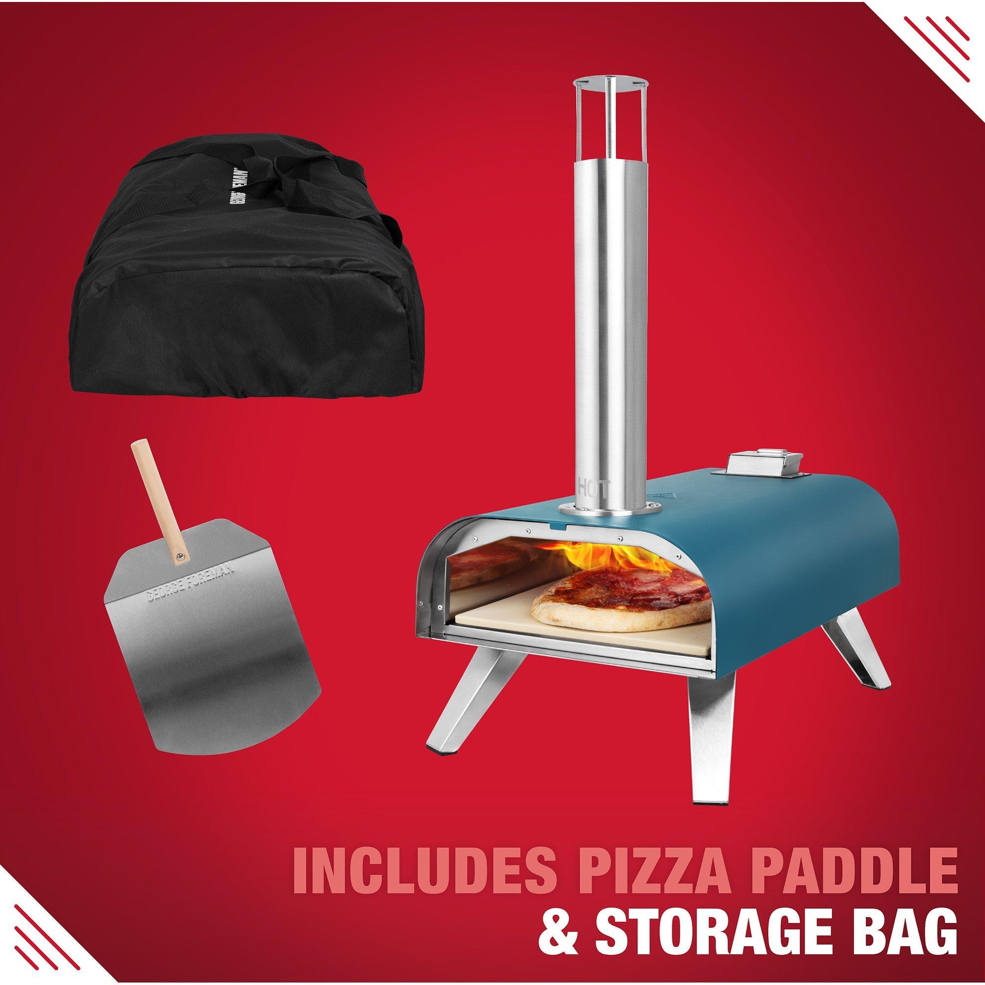 Teal - George Foreman - GFWPPO1BLPC 12 Wood Pellet Pizza Oven in Teal - 9
