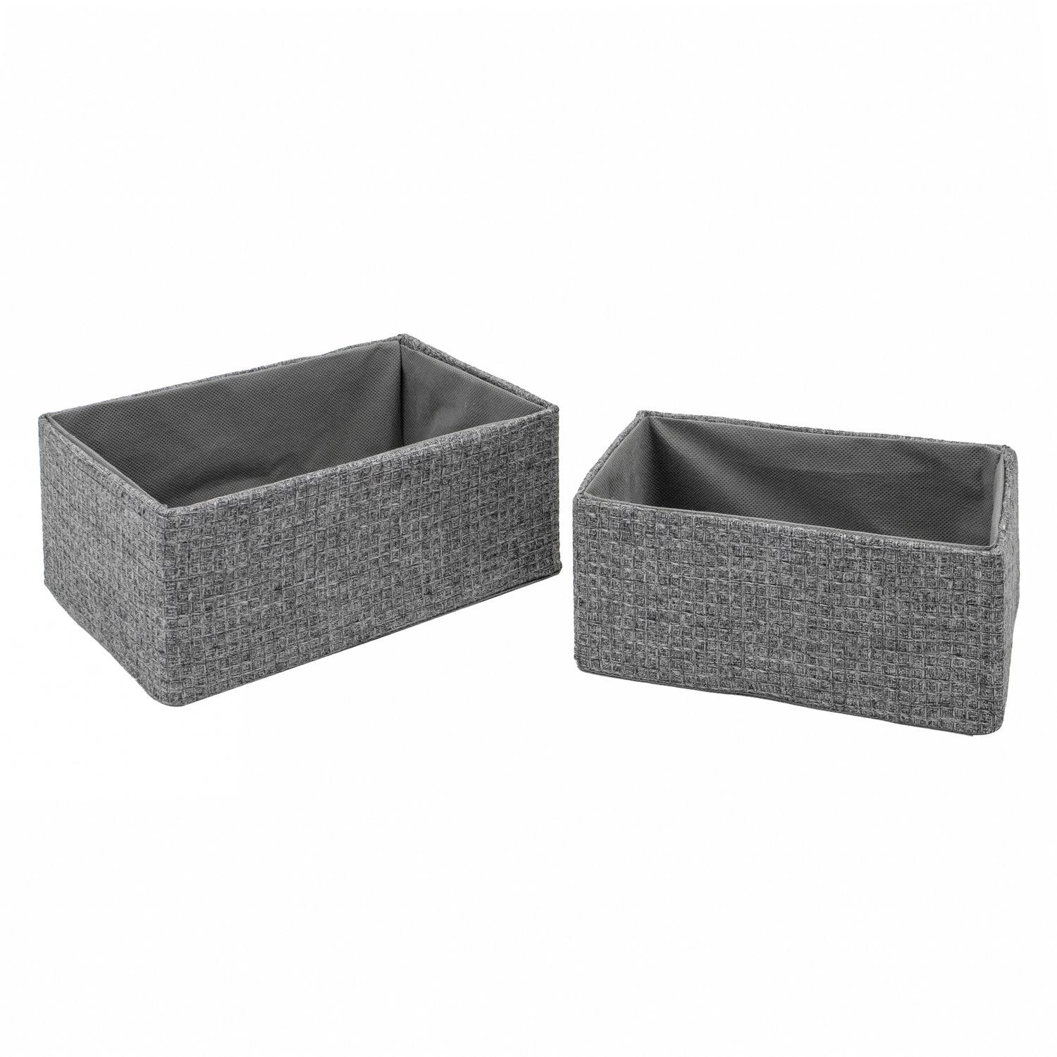 Grey - JVL - Chroma Set of 2 Rectangular Storage Baskets H - 1