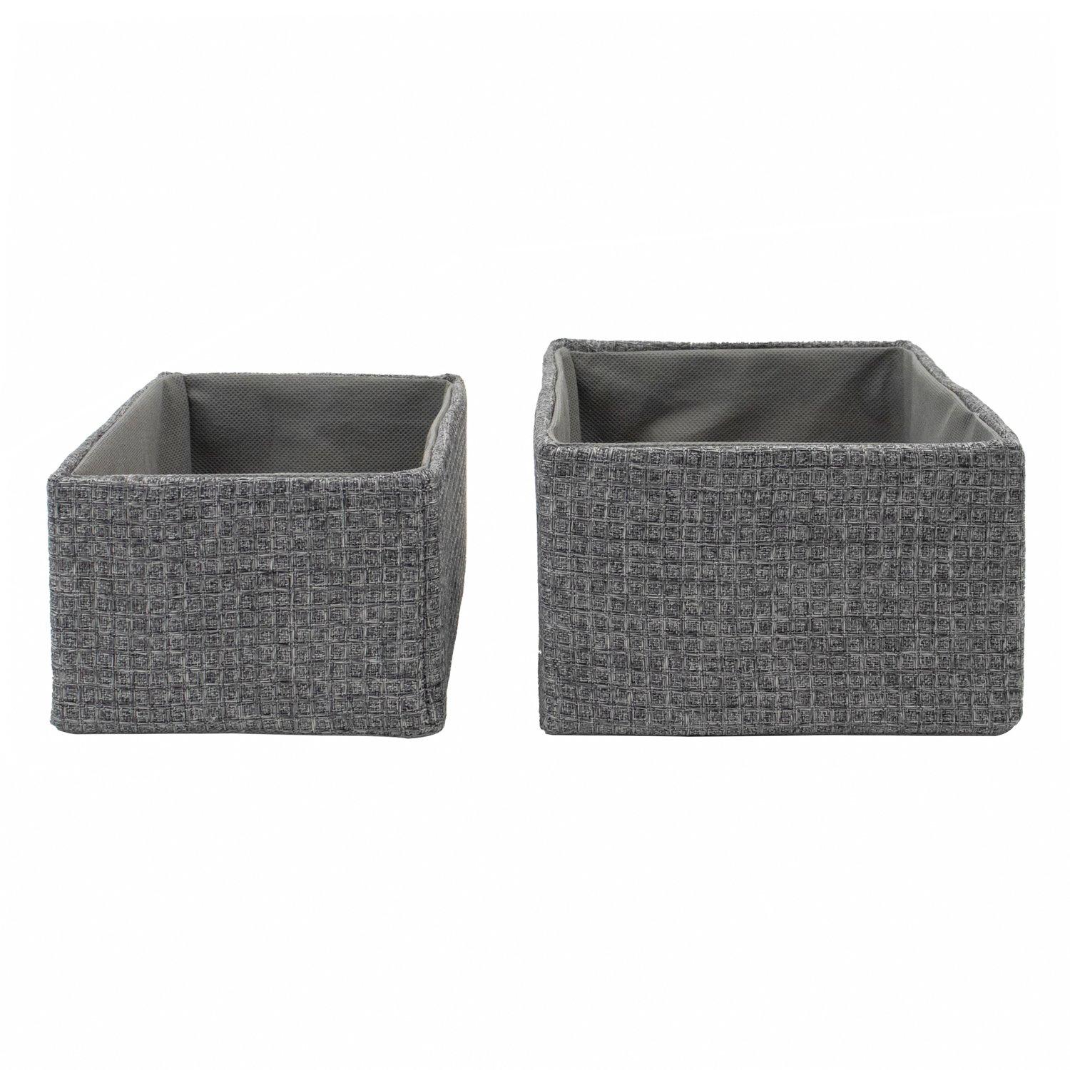 Grey - JVL - Chroma Set of 2 Rectangular Storage Baskets H - 3