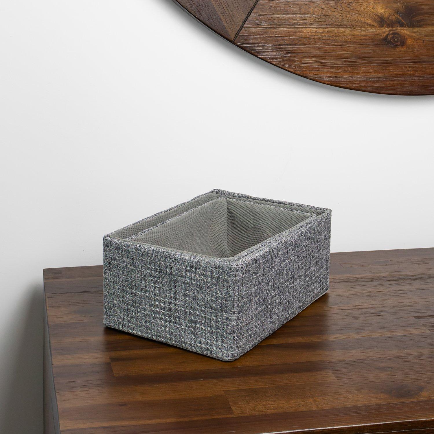 Grey - JVL - Chroma Set of 2 Rectangular Storage Baskets H - 8