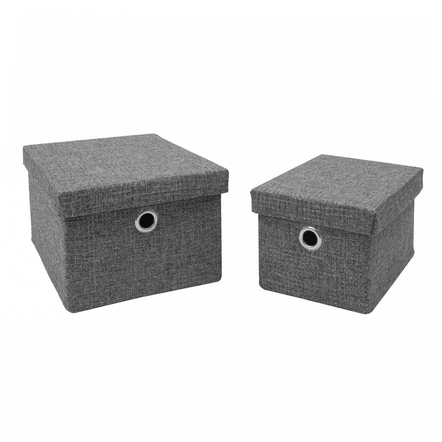 Grey - JVL - Chroma Set of 2 Rectangular Storage Baskets wi - 1