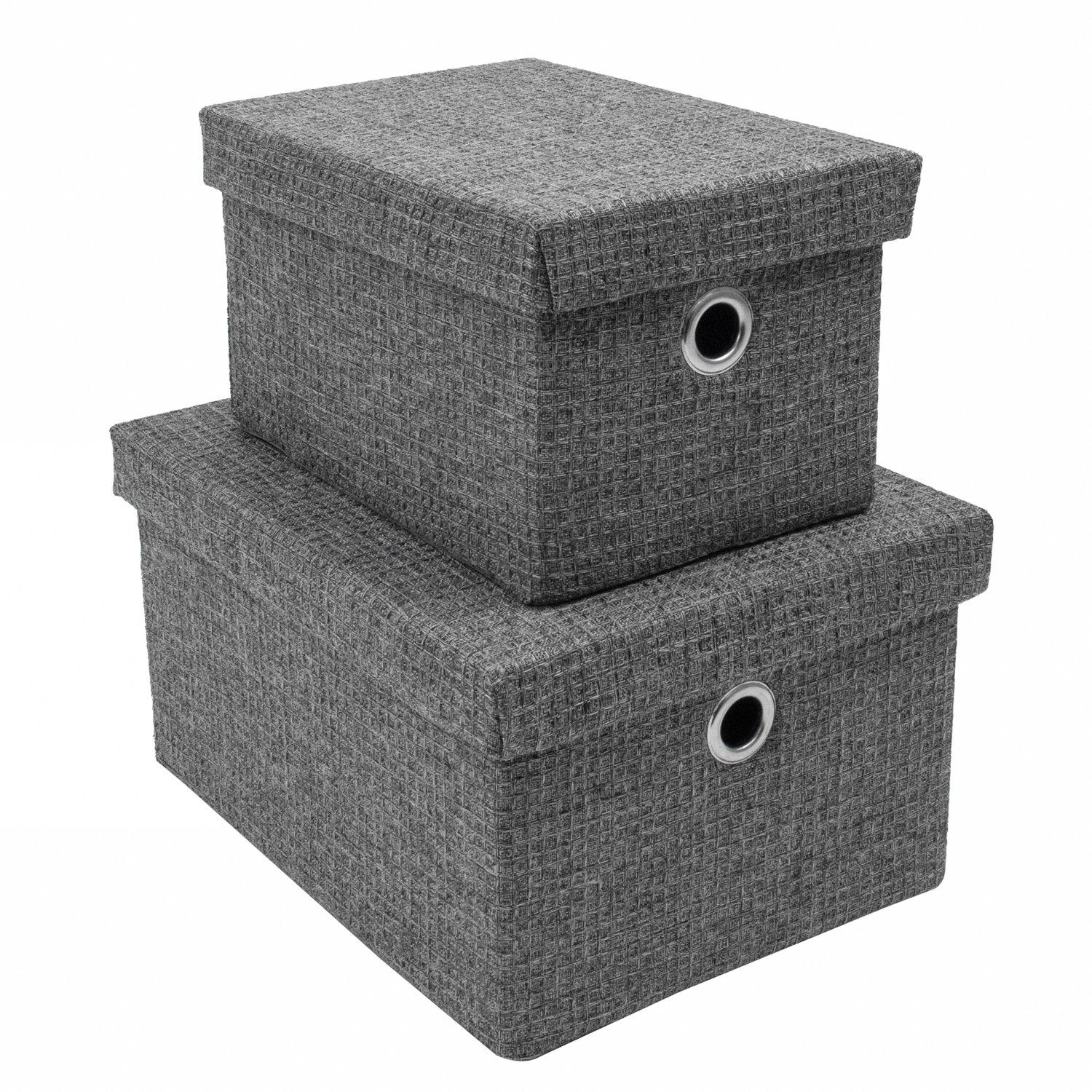 Grey - JVL - Chroma Set of 2 Rectangular Storage Baskets wi - 2