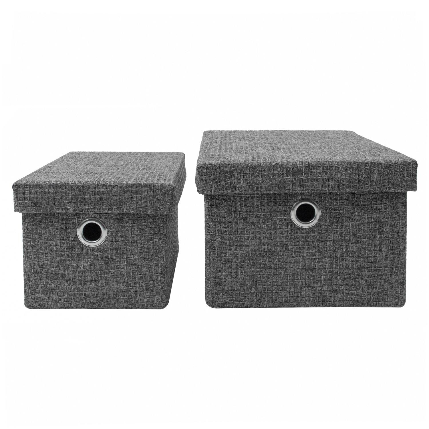 Grey - JVL - Chroma Set of 2 Rectangular Storage Baskets wi - 4