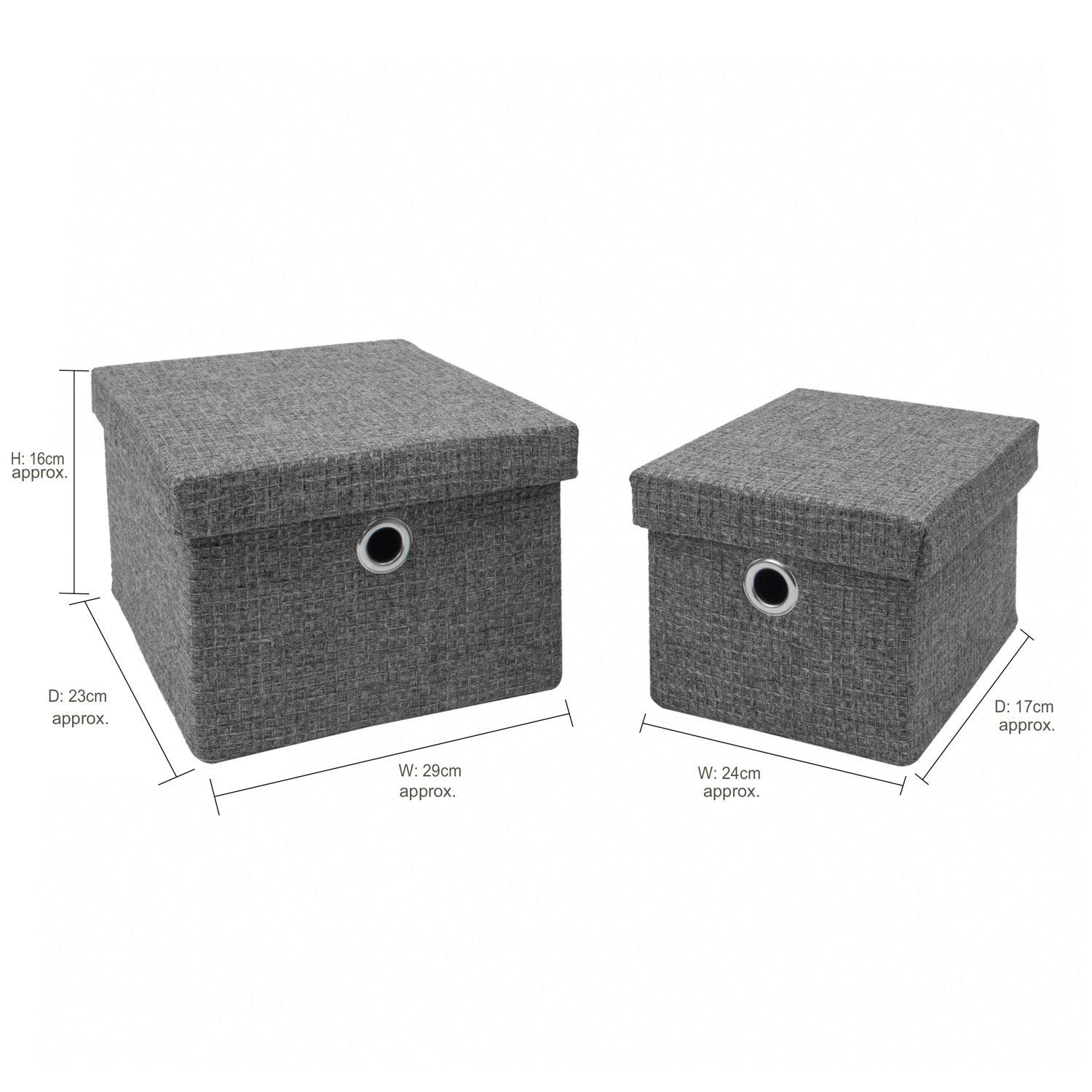 Grey - JVL - Chroma Set of 2 Rectangular Storage Baskets wi - 10