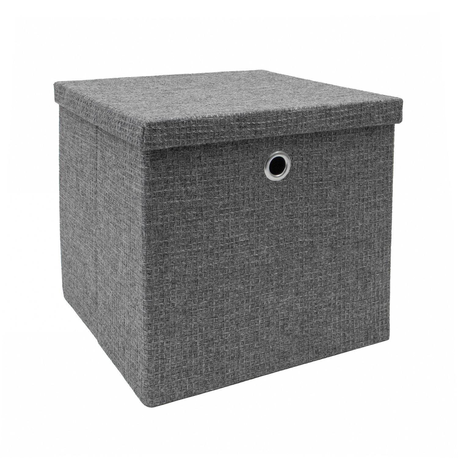 Grey - JVL - Chroma Foldable Cube Organiser Box with Lid - 1