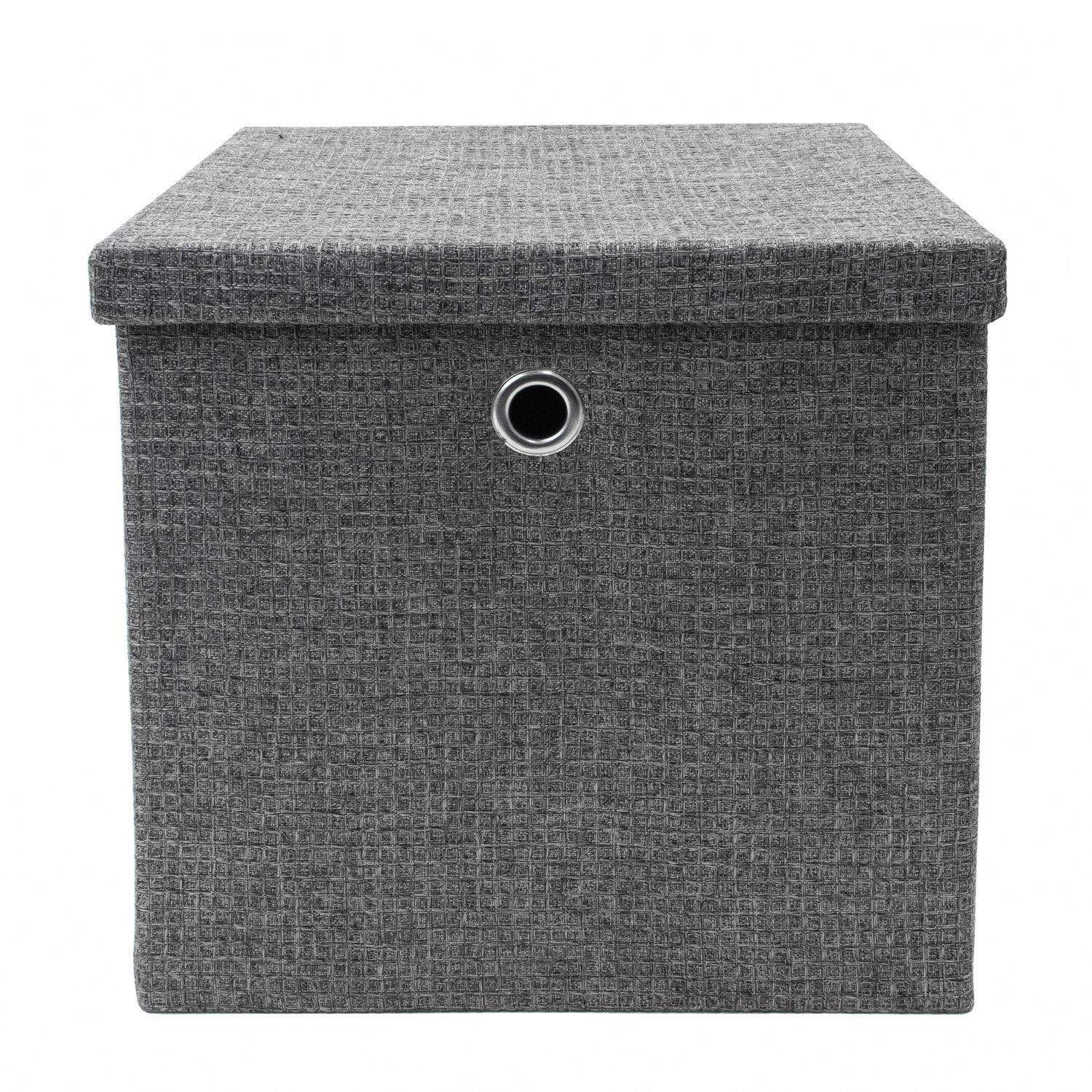 Grey - JVL - Chroma Foldable Cube Organiser Box with Lid - 2
