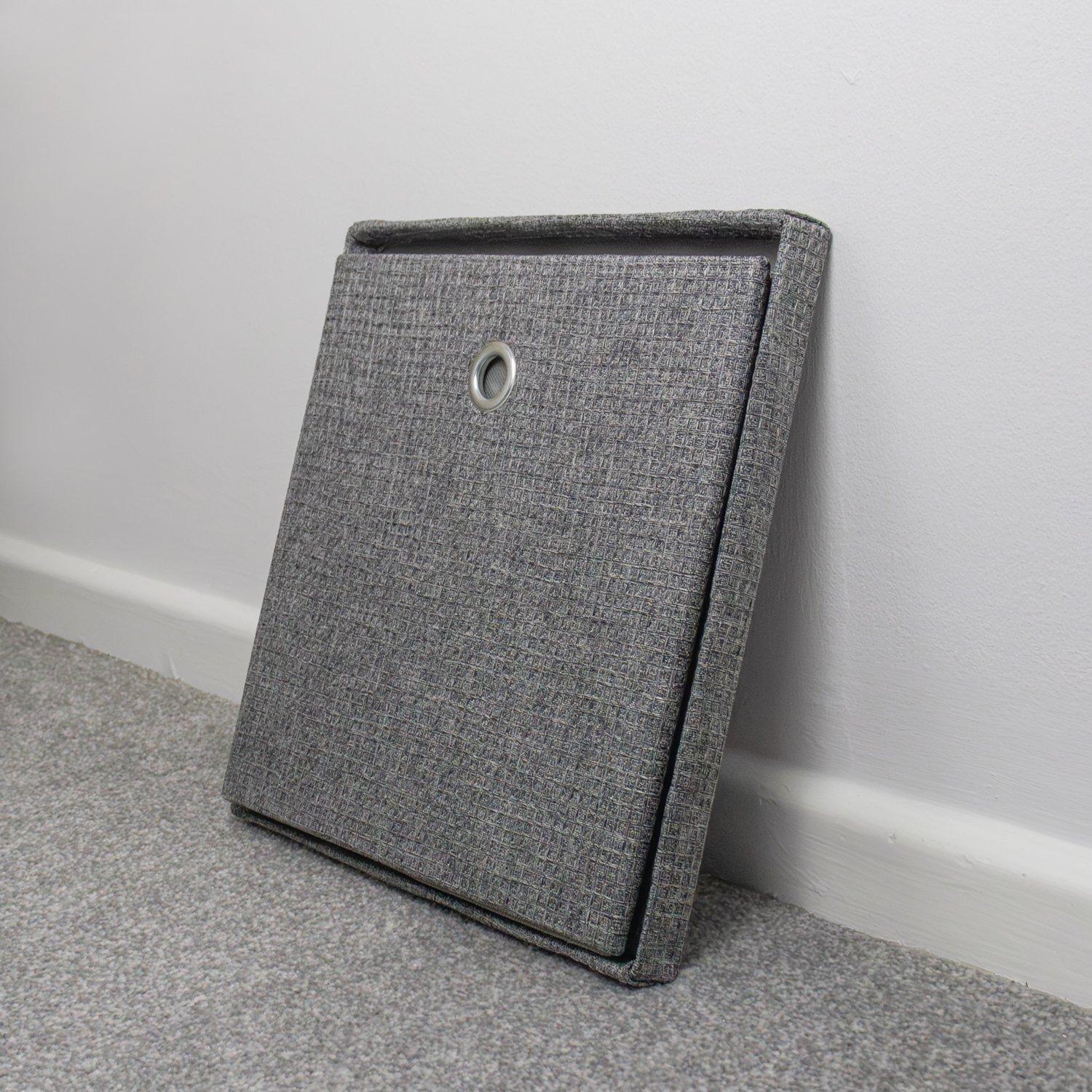 Grey - JVL - Chroma Foldable Cube Organiser Box with Lid - 12