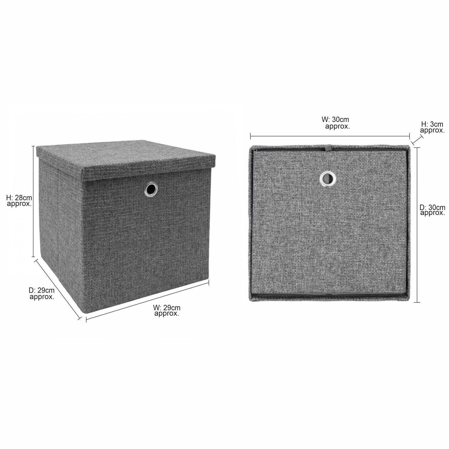 Grey - JVL - Chroma Foldable Cube Organiser Box with Lid - 13