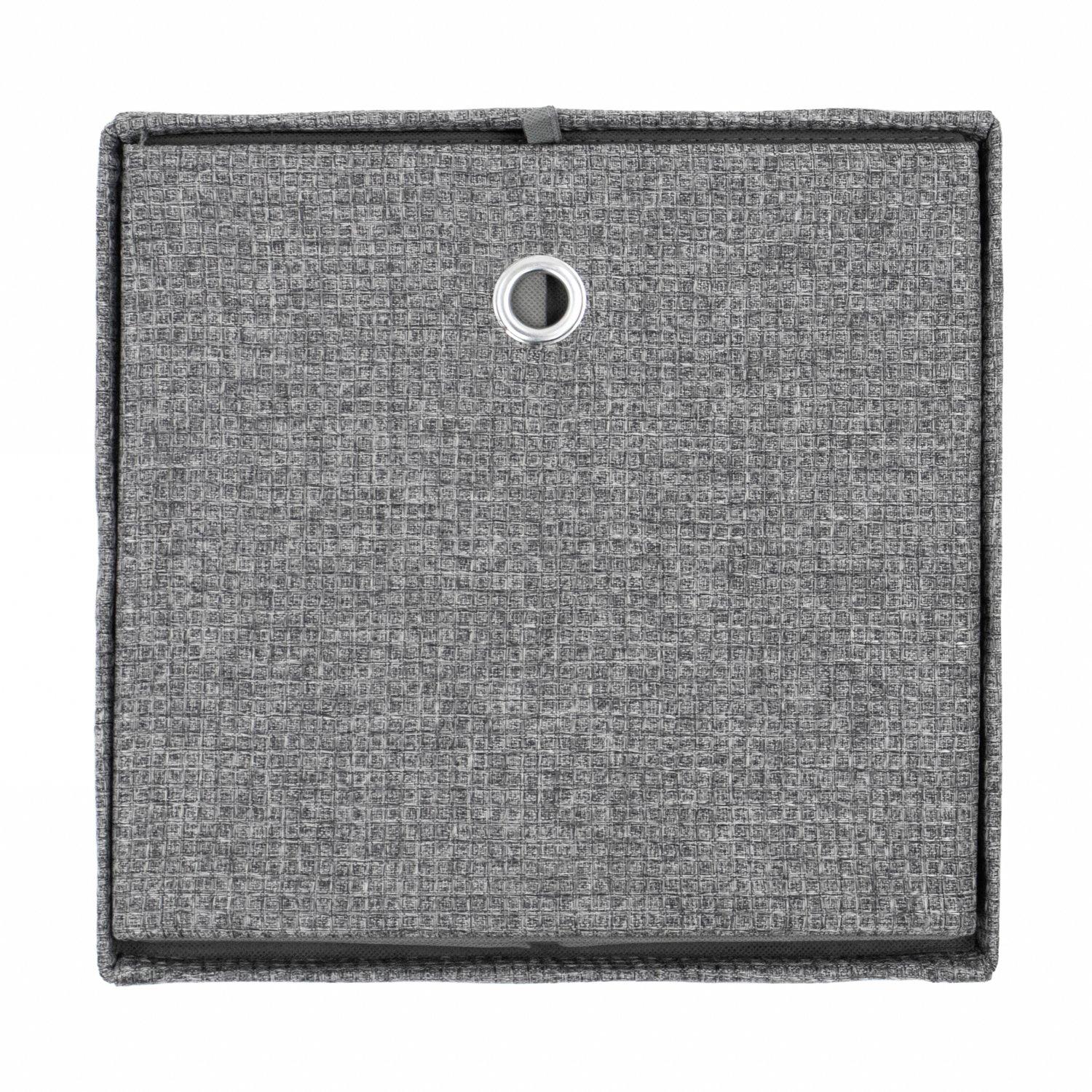 Grey - JVL - Chroma Foldable Cube Organiser Box with Lid - 4