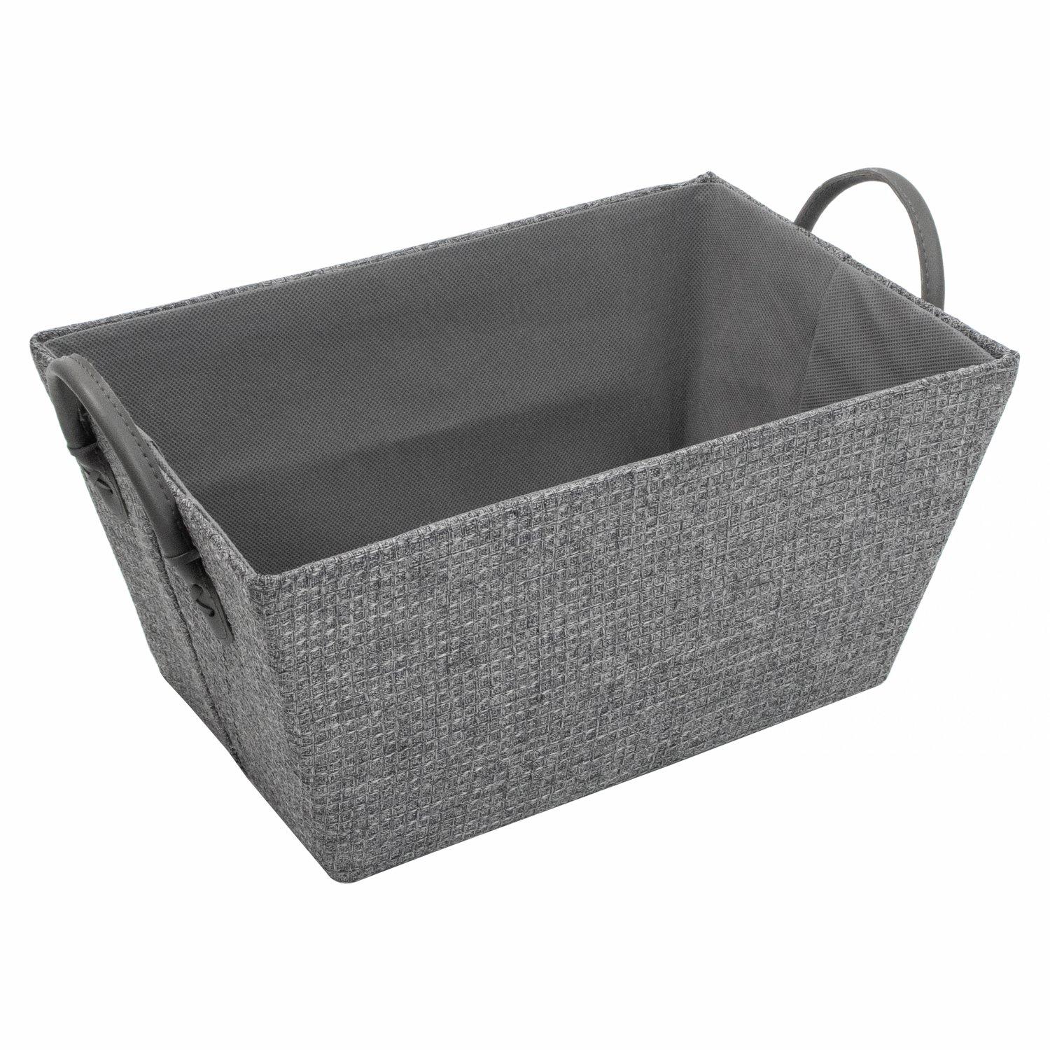 Grey - JVL - Chroma Rectangular Storage Basket with Handles - 1