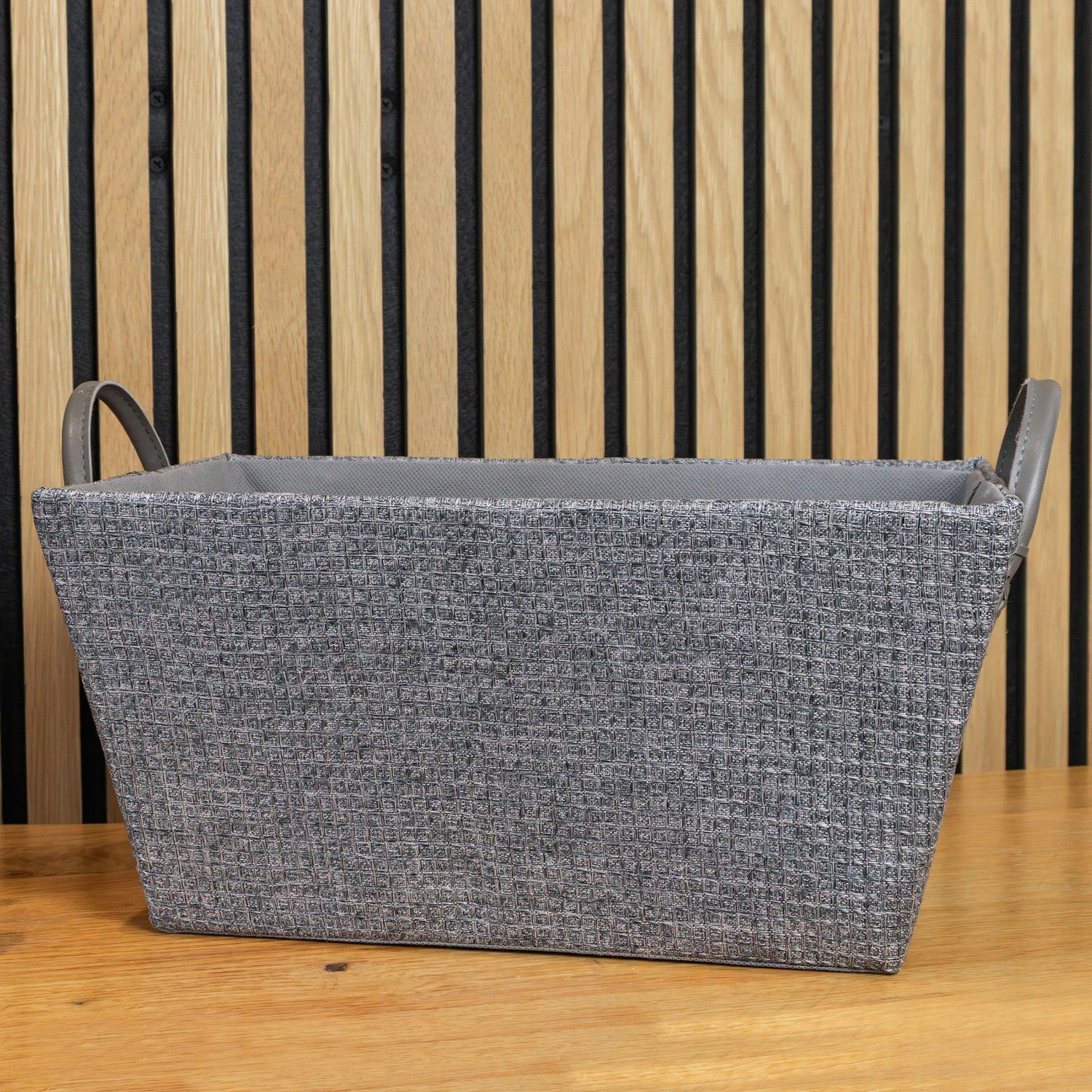 Grey - JVL - Chroma Rectangular Storage Basket with Handles - 7