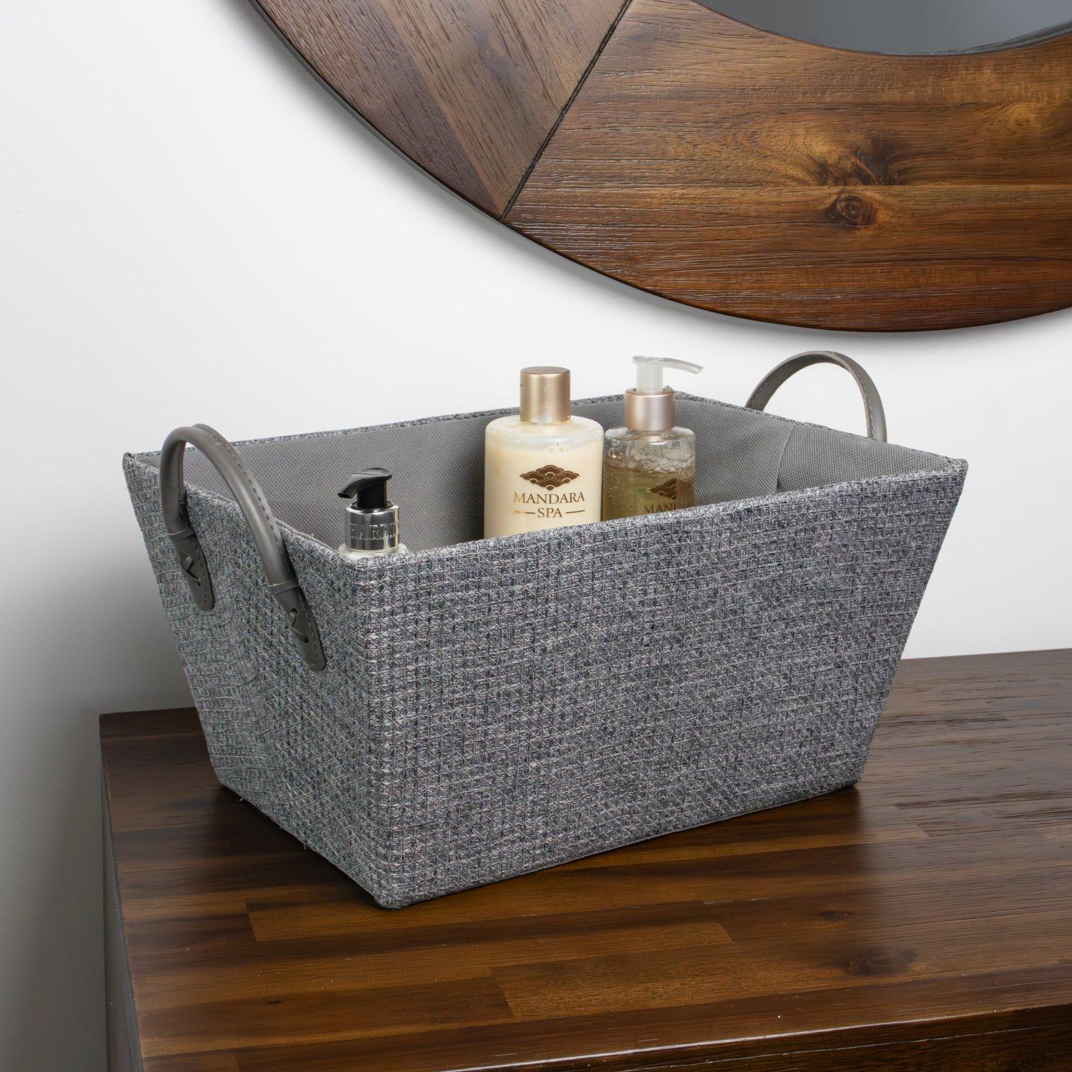 Grey - JVL - Chroma Rectangular Storage Basket with Handles - 8