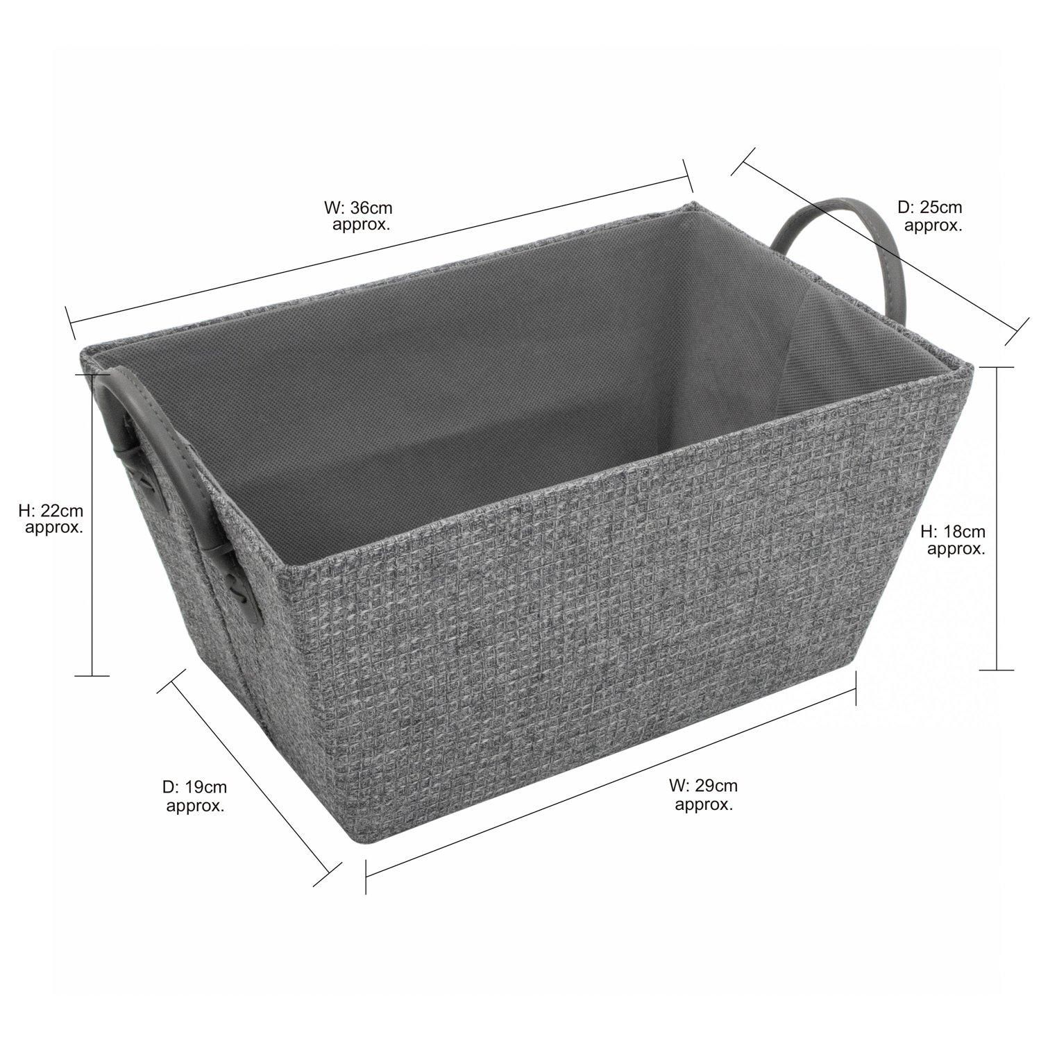 Grey - JVL - Chroma Rectangular Storage Basket with Handles - 9
