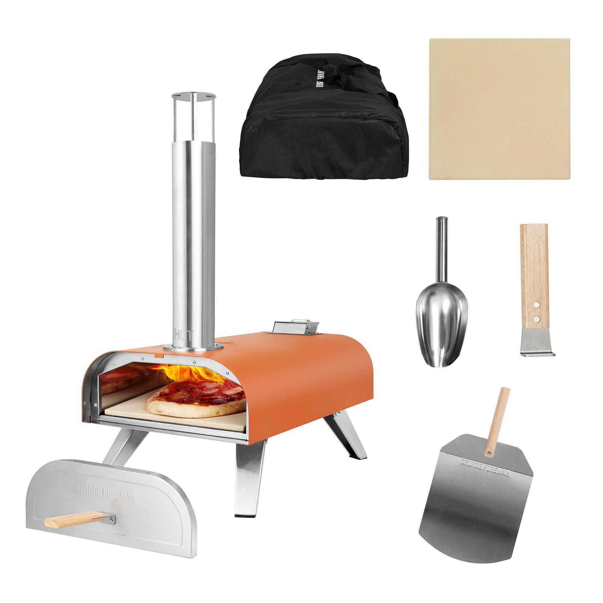 George Foreman  Gfwppo1orpc 12 Wood Pellet Pizza Oven In Orange - Deep Orange