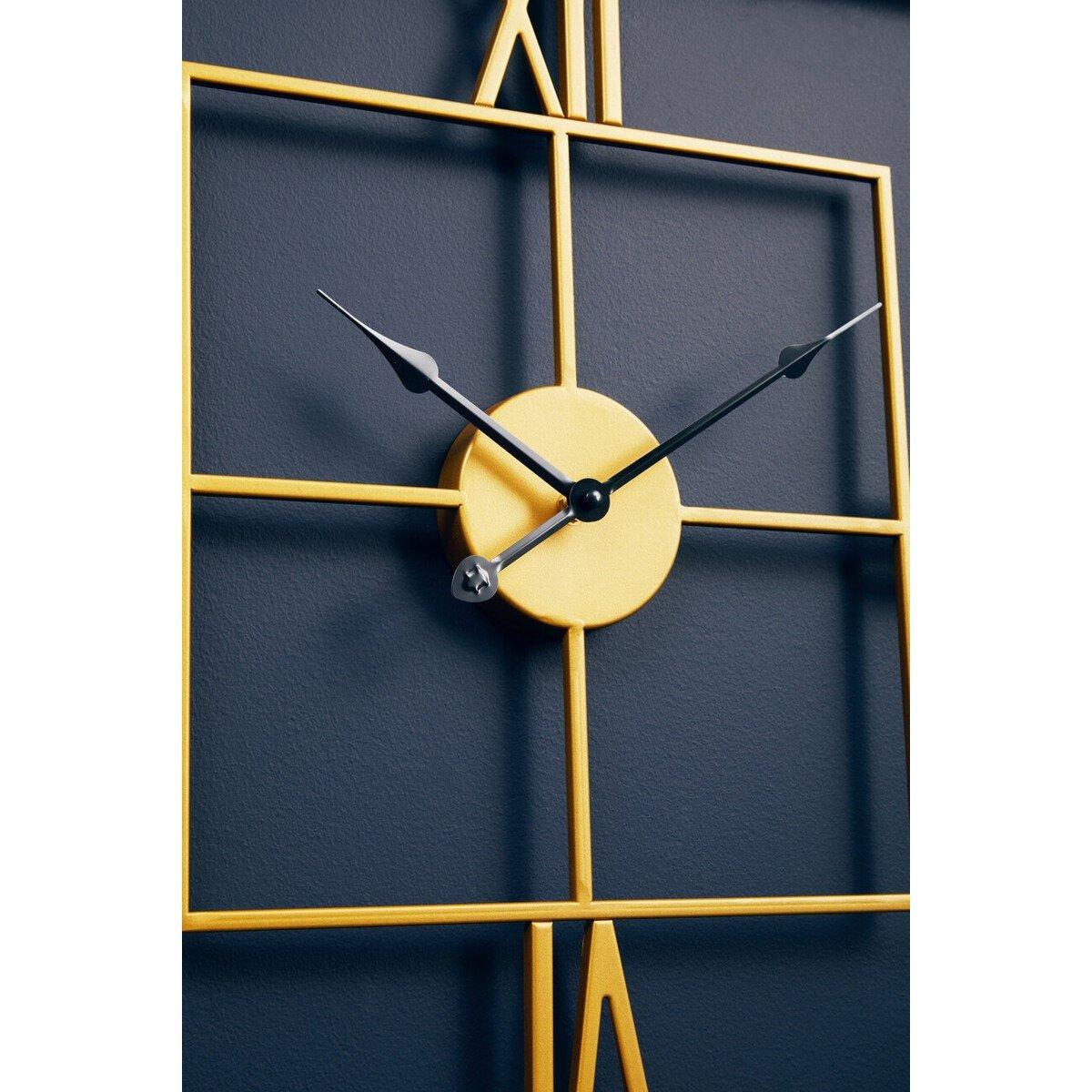 Gold - Premier Housewares - Kent Small Gold Finish Square Wall Clock - 2