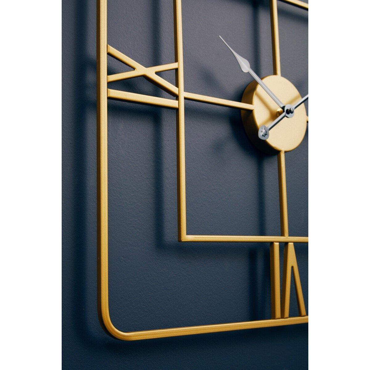 Gold - Premier Housewares - Kent Small Gold Finish Square Wall Clock - 3