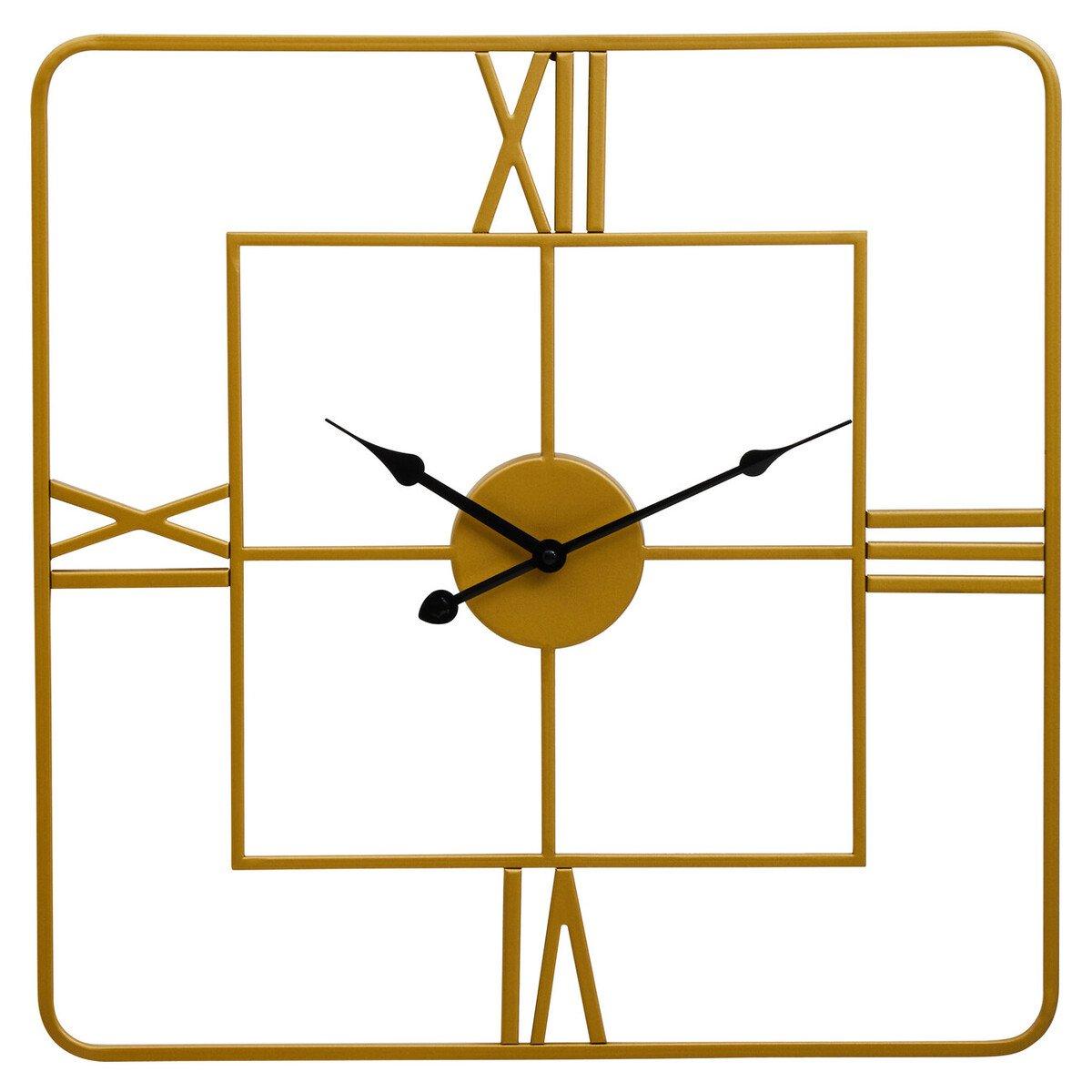 Gold - Premier Housewares - Kent Small Gold Finish Square Wall Clock - 4