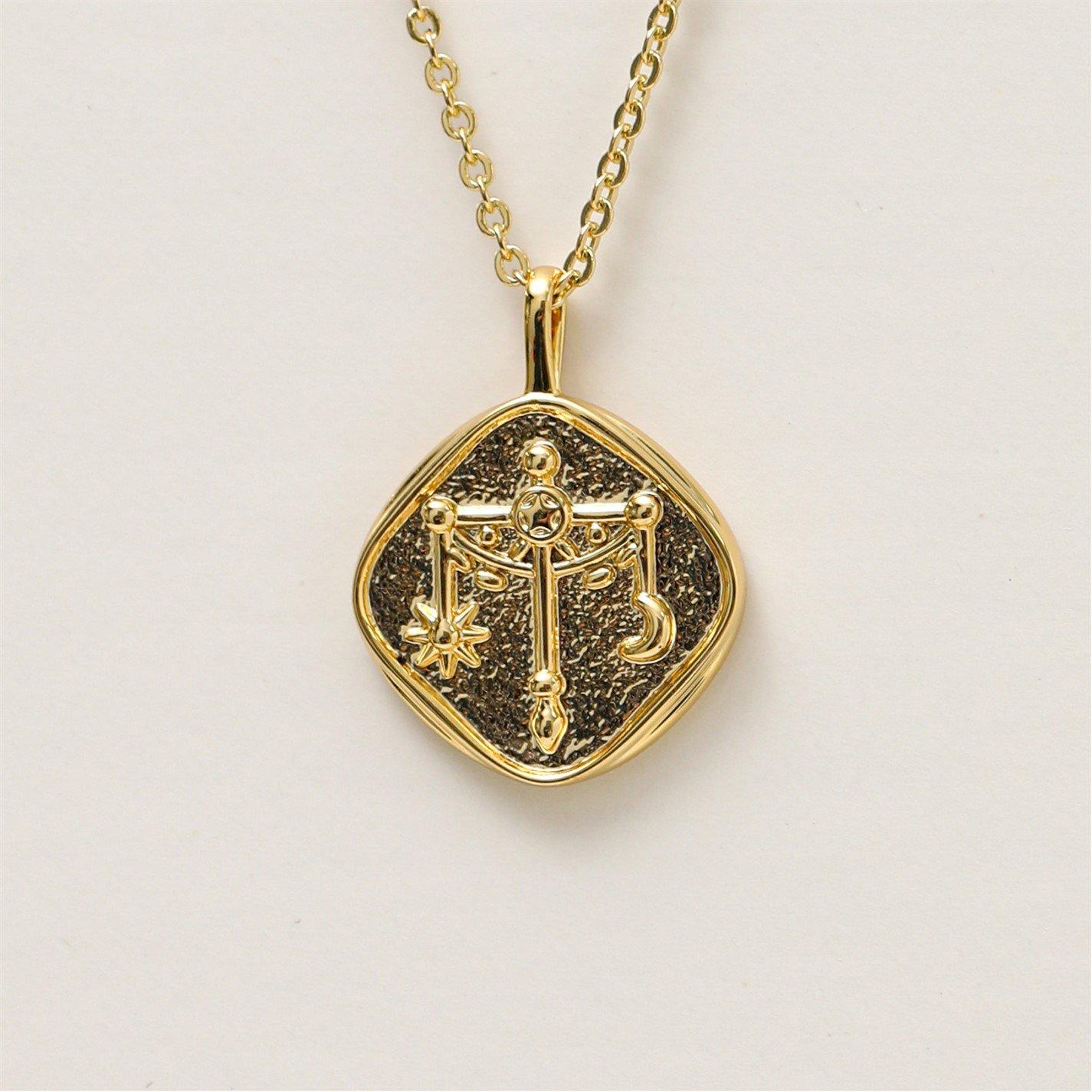 Gold - Jon Richard - Gold Plated Molten Horoscope Necklace - Libra - 6