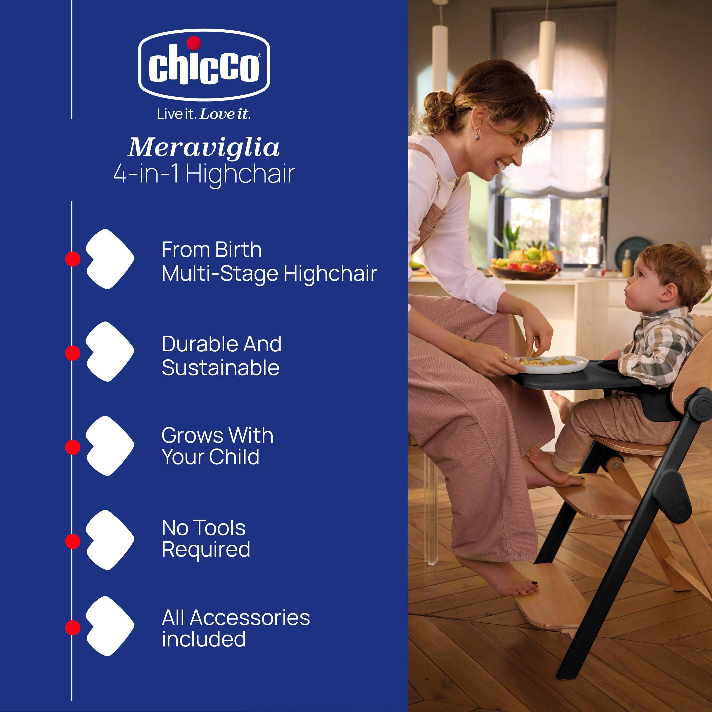 Ebony - Chicco - Meraviglia 4-in-1 Folding Multi-Stage Highchair - 2