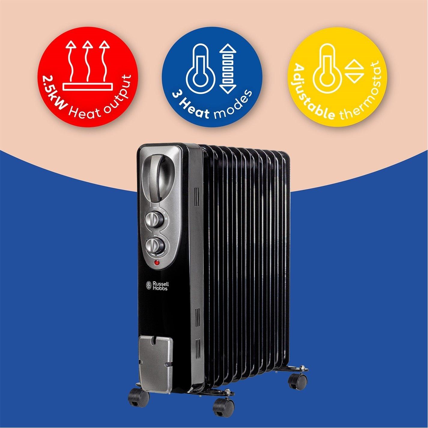 Black - Russell Hobbs - RHOFR1106B Oil Filled Radiator - 3