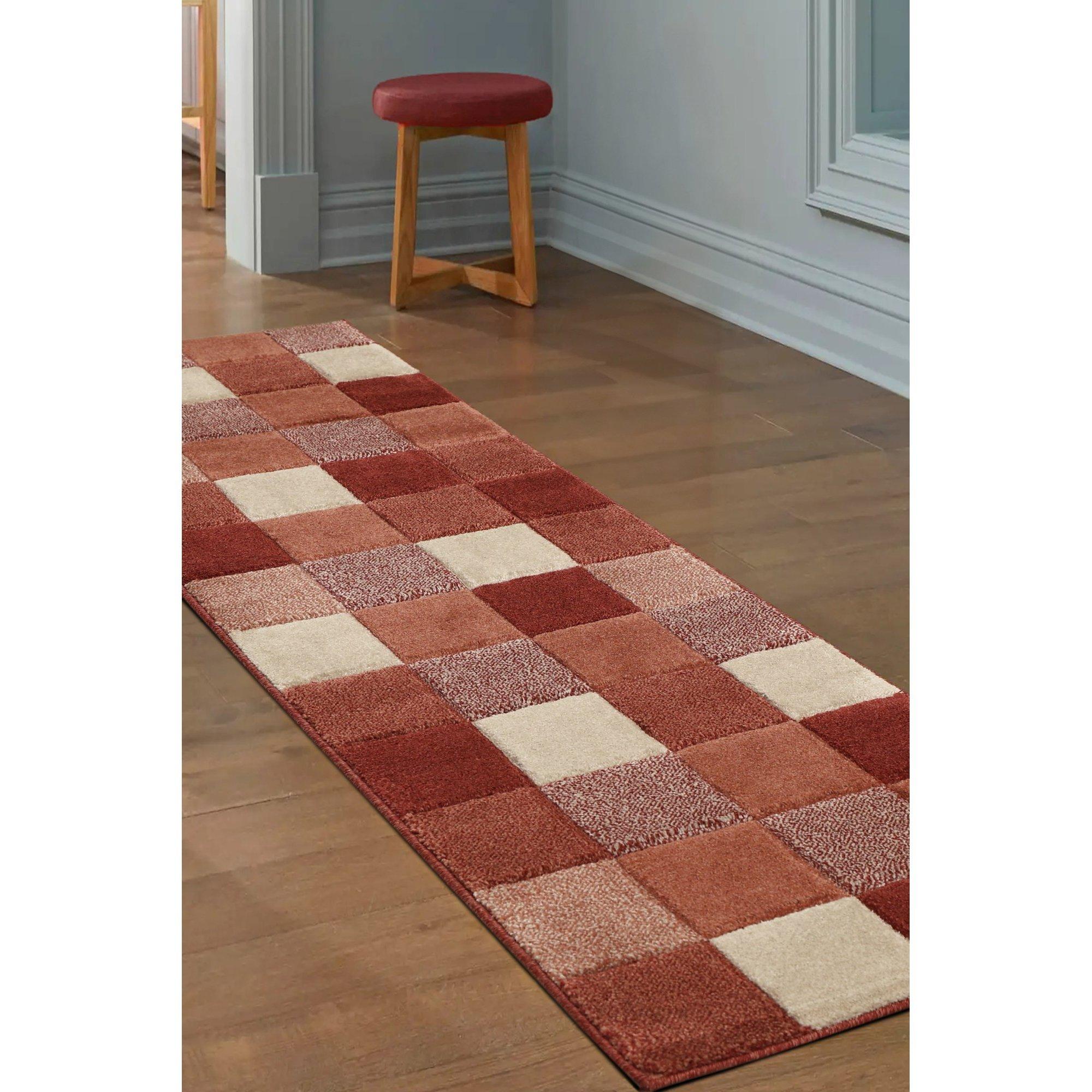 Homemaker  Newport Blocks Runner Terracotta - 60x200cm