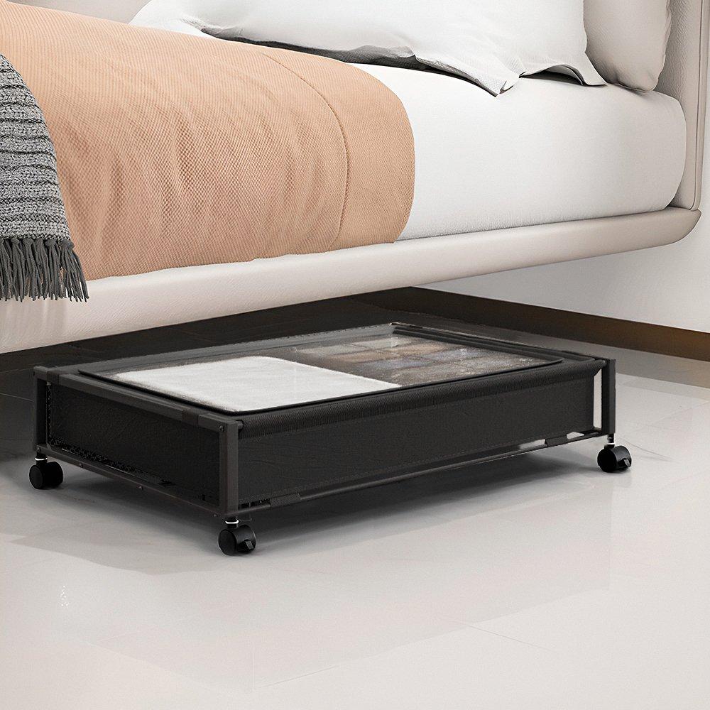 Black - LIFE IDEAS - Under-Bed Steel Storage Basket with Wheels - 1
