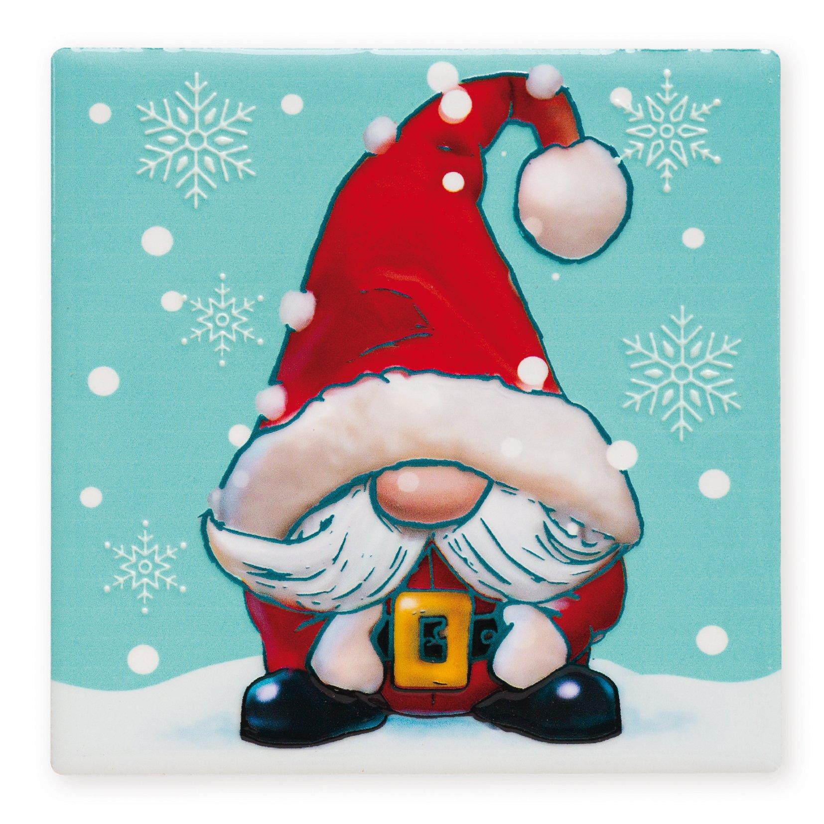 Multi - Art of Arora - - Christmas Coasters pk of 4 – Santa