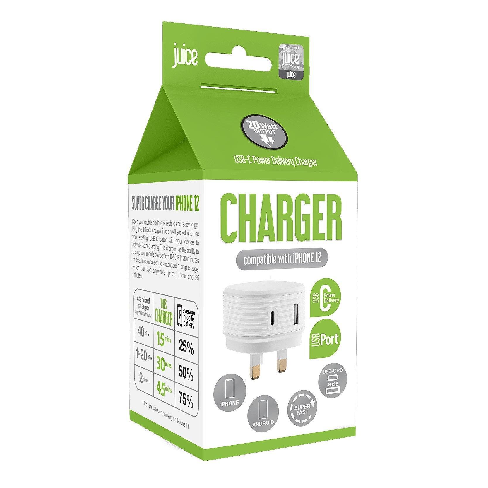 Electronics - JUICE - 20W Dual Port USB A & C Mains White - 5