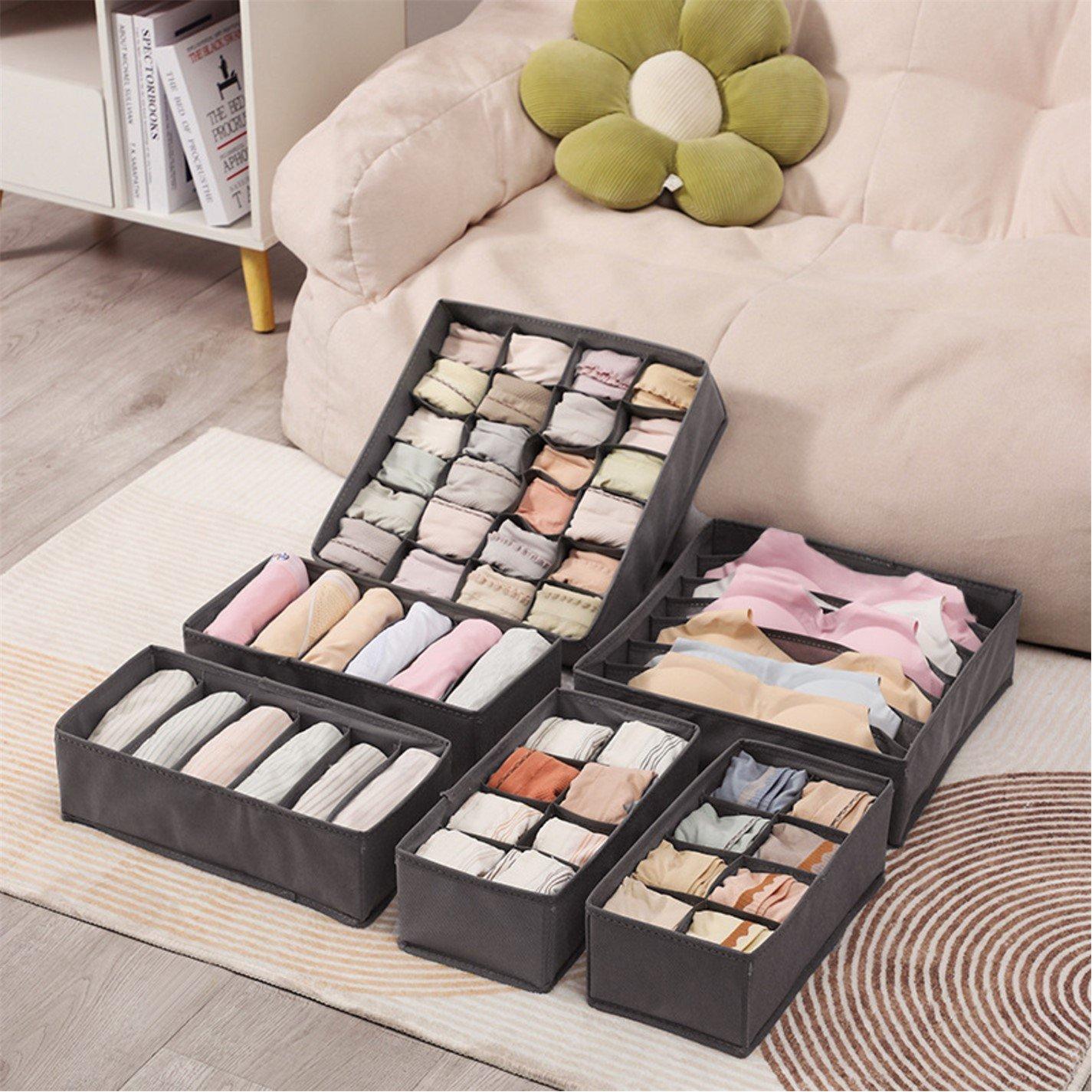 Black Grey - LIFE IDEAS - 10 Pcs Foldable Non-woven Clothing Organizer - 1