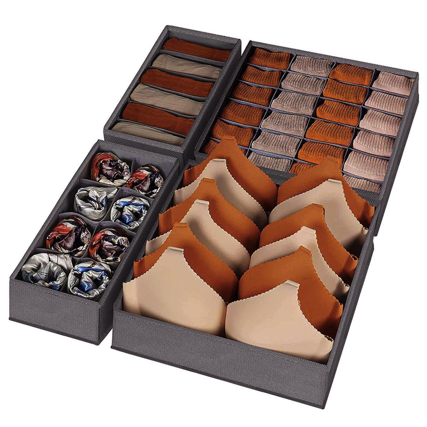 Black Grey - LIFE IDEAS - 10 Pcs Foldable Non-woven Clothing Organizer - 11