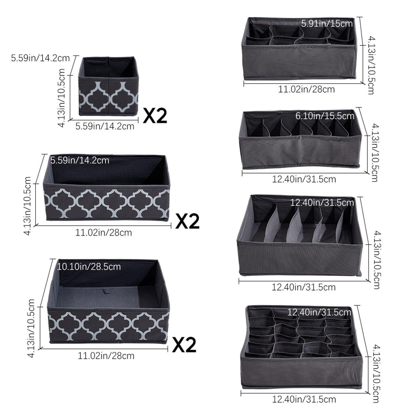 Black Grey - LIFE IDEAS - 10 Pcs Foldable Non-woven Clothing Organizer - 12