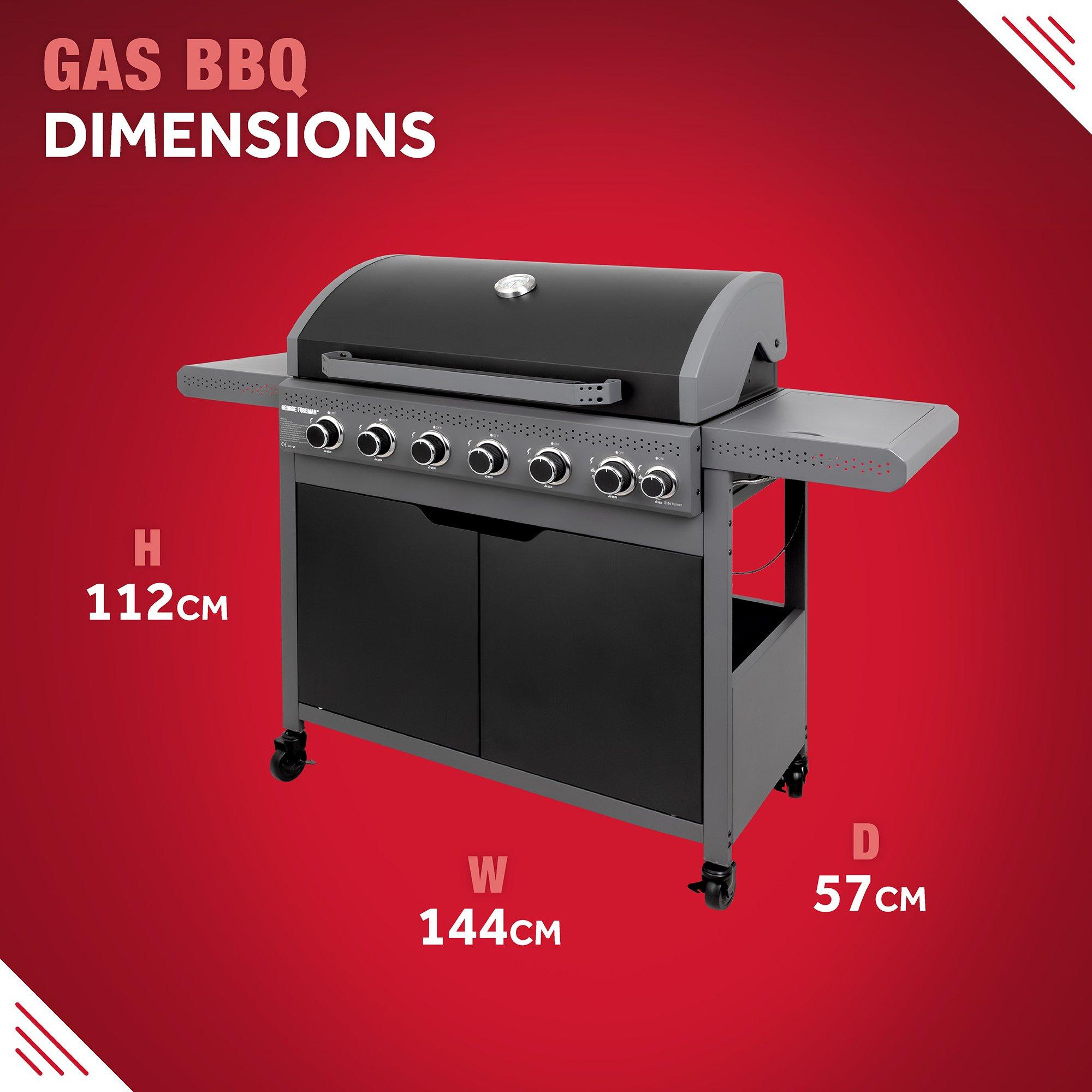 Black - George Foreman - GFGBBQ6B1B-C 7 Gas Burner 6 + 1 BBQ in Black - 2