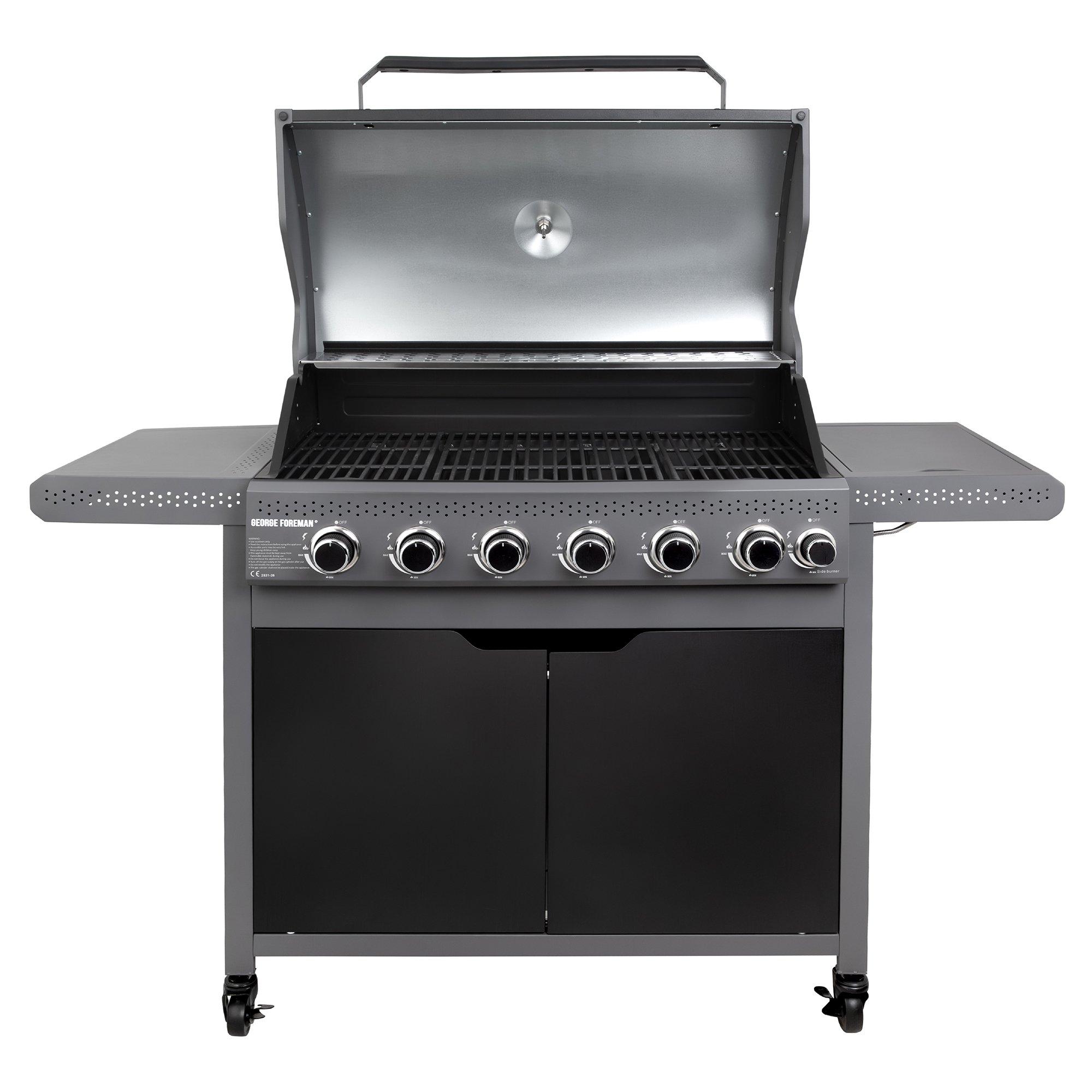 Black - George Foreman - GFGBBQ6B1B-C 7 Gas Burner 6 + 1 BBQ in Black - 13