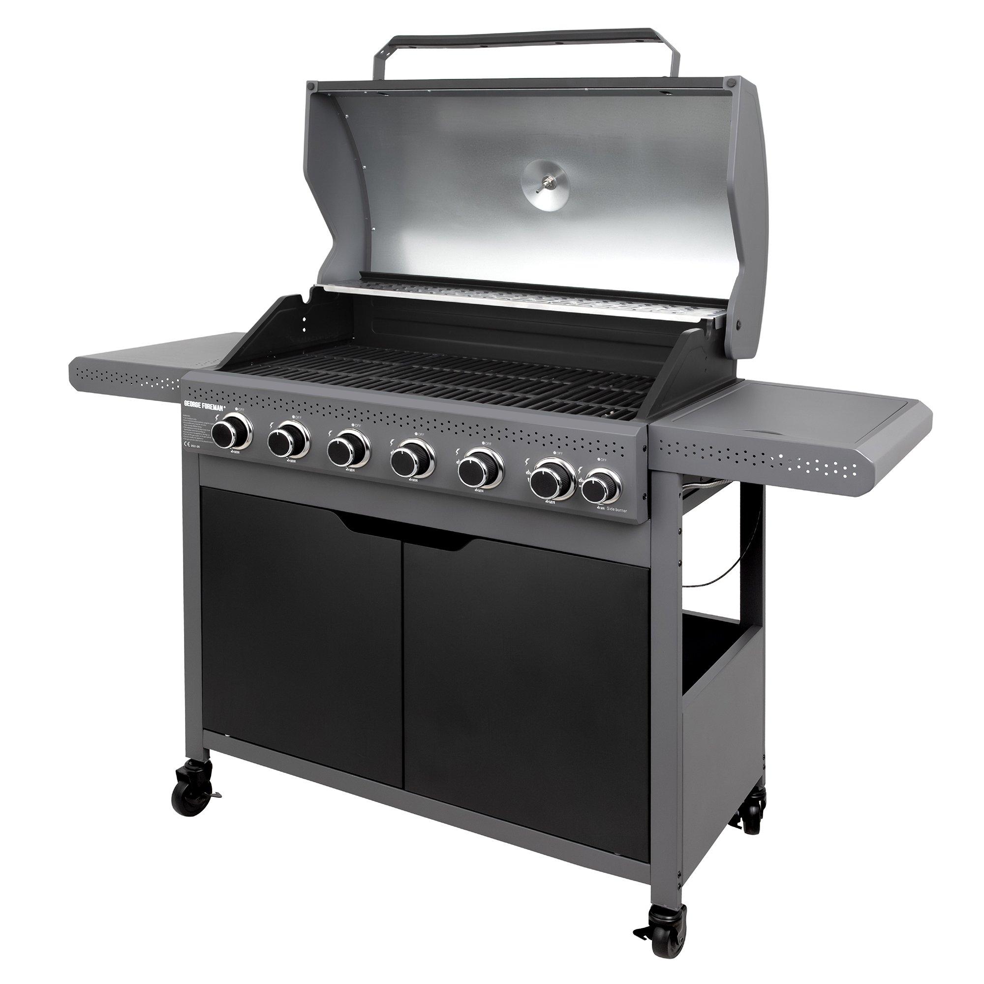 Black - George Foreman - GFGBBQ6B1B-C 7 Gas Burner 6 + 1 BBQ in Black - 16