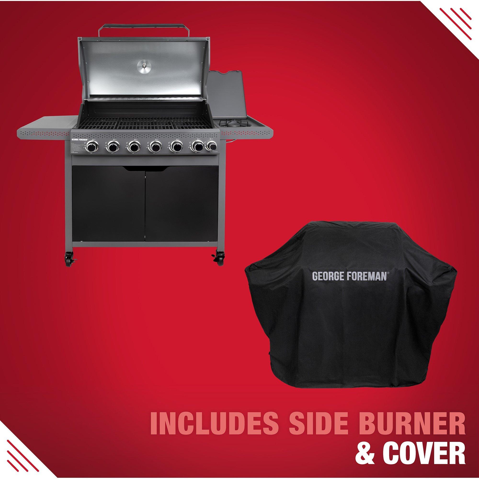 Black - George Foreman - GFGBBQ6B1B-C 7 Gas Burner 6 + 1 BBQ in Black - 3