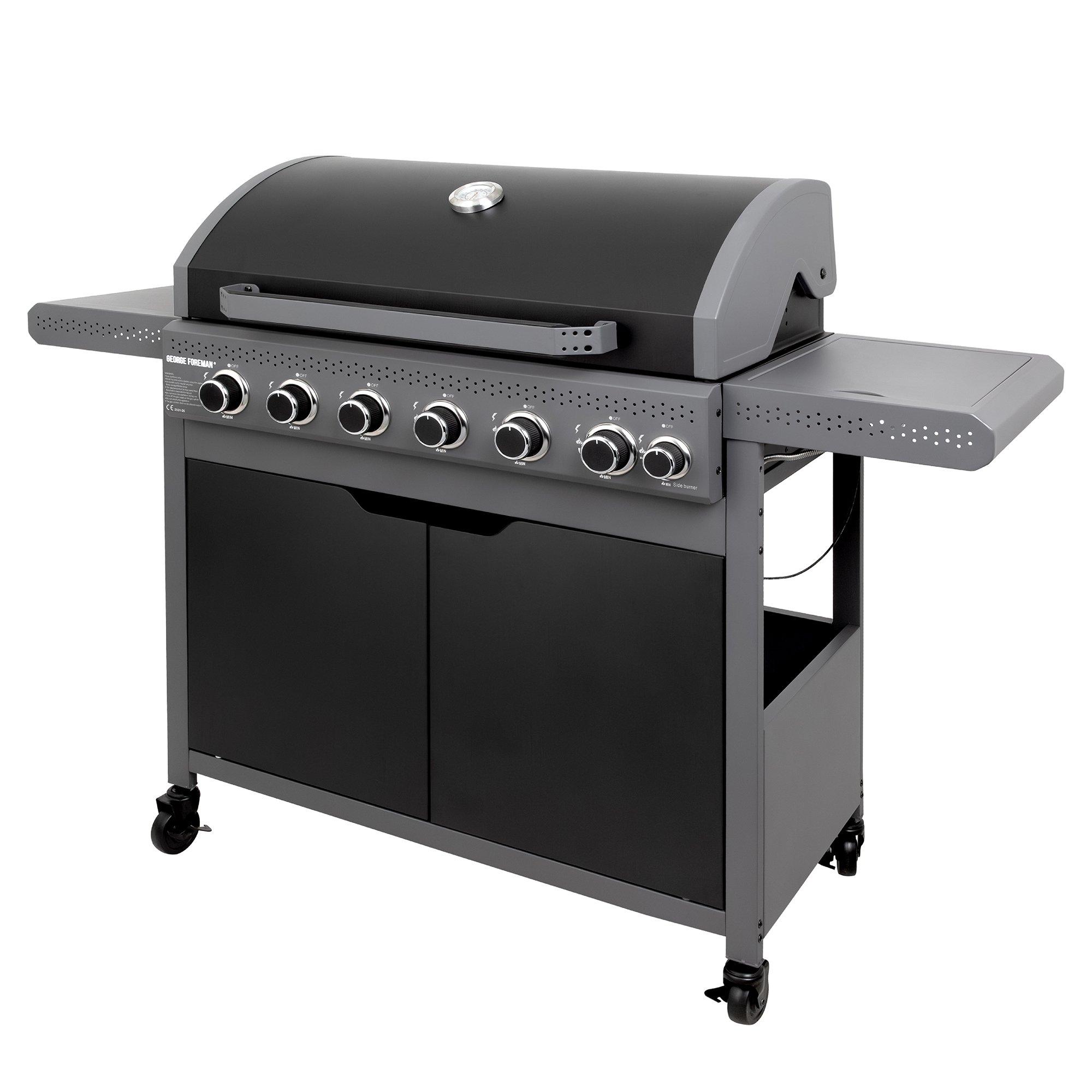 Black - George Foreman - GFGBBQ6B1B-C 7 Gas Burner 6 + 1 BBQ in Black - 4