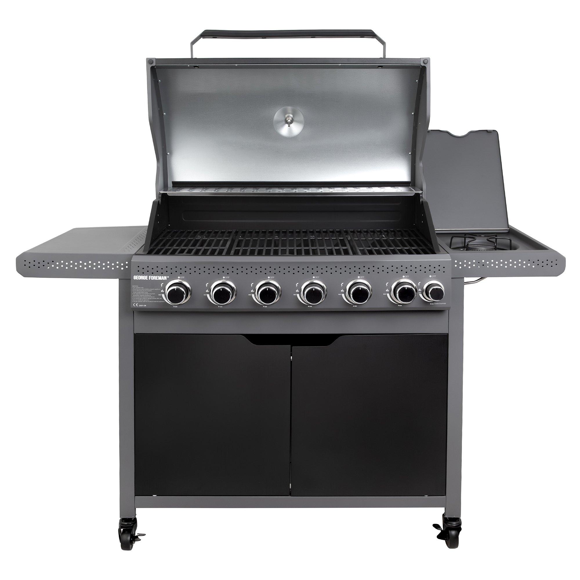 Black - George Foreman - GFGBBQ6B1B-C 7 Gas Burner 6 + 1 BBQ in Black - 5