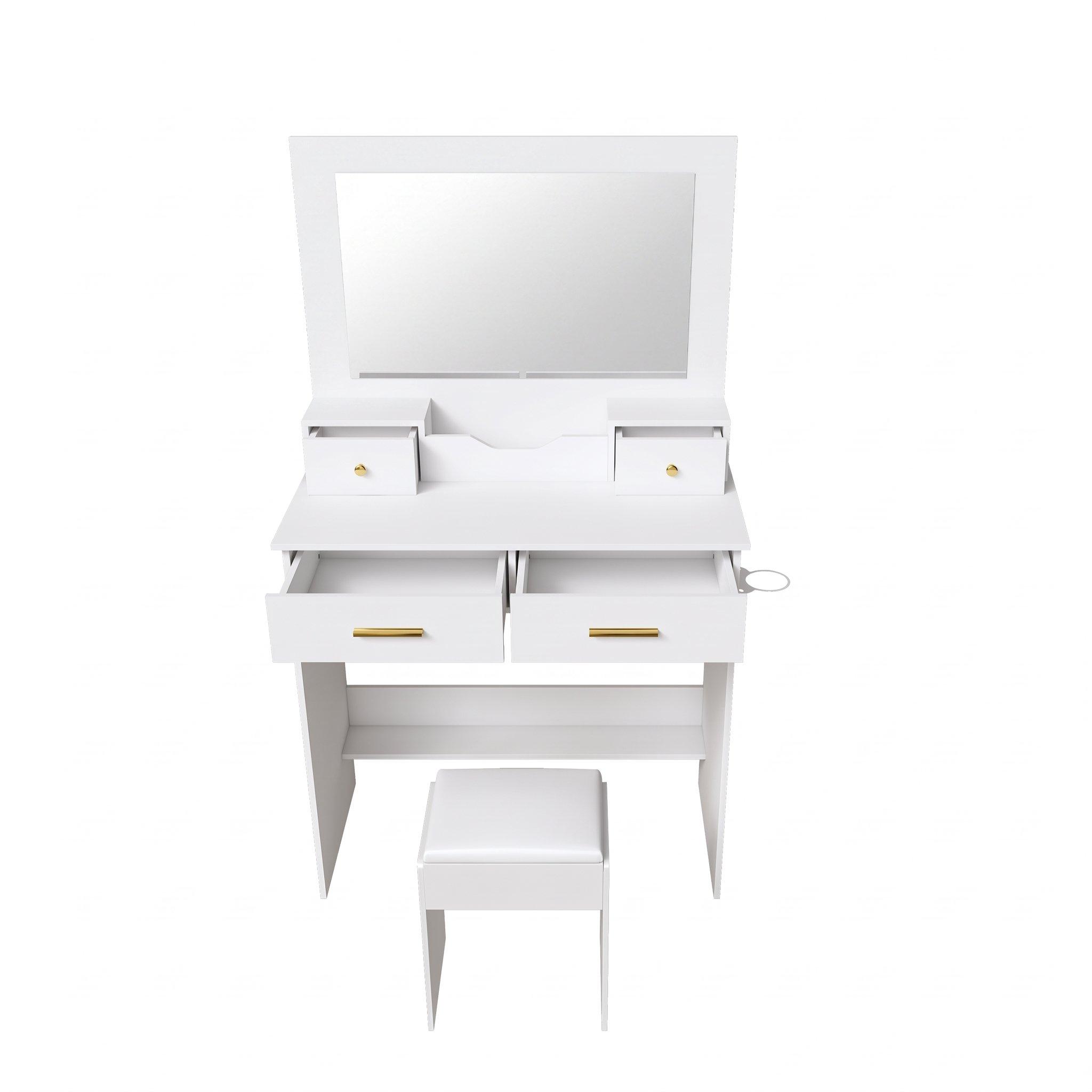 White - Urban Meuble - Makeup Vanity Desk with Hollywood Lights - 12