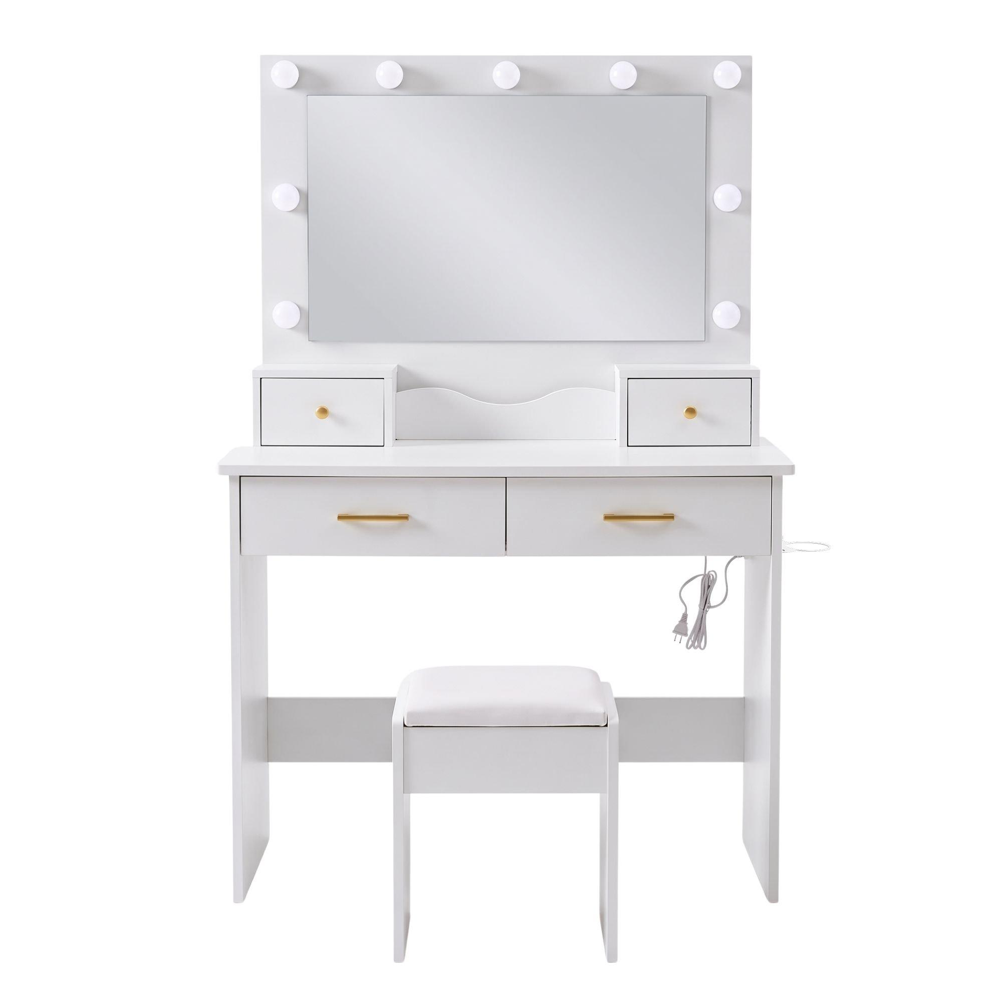 White - Urban Meuble - Makeup Vanity Desk with Hollywood Lights - 5
