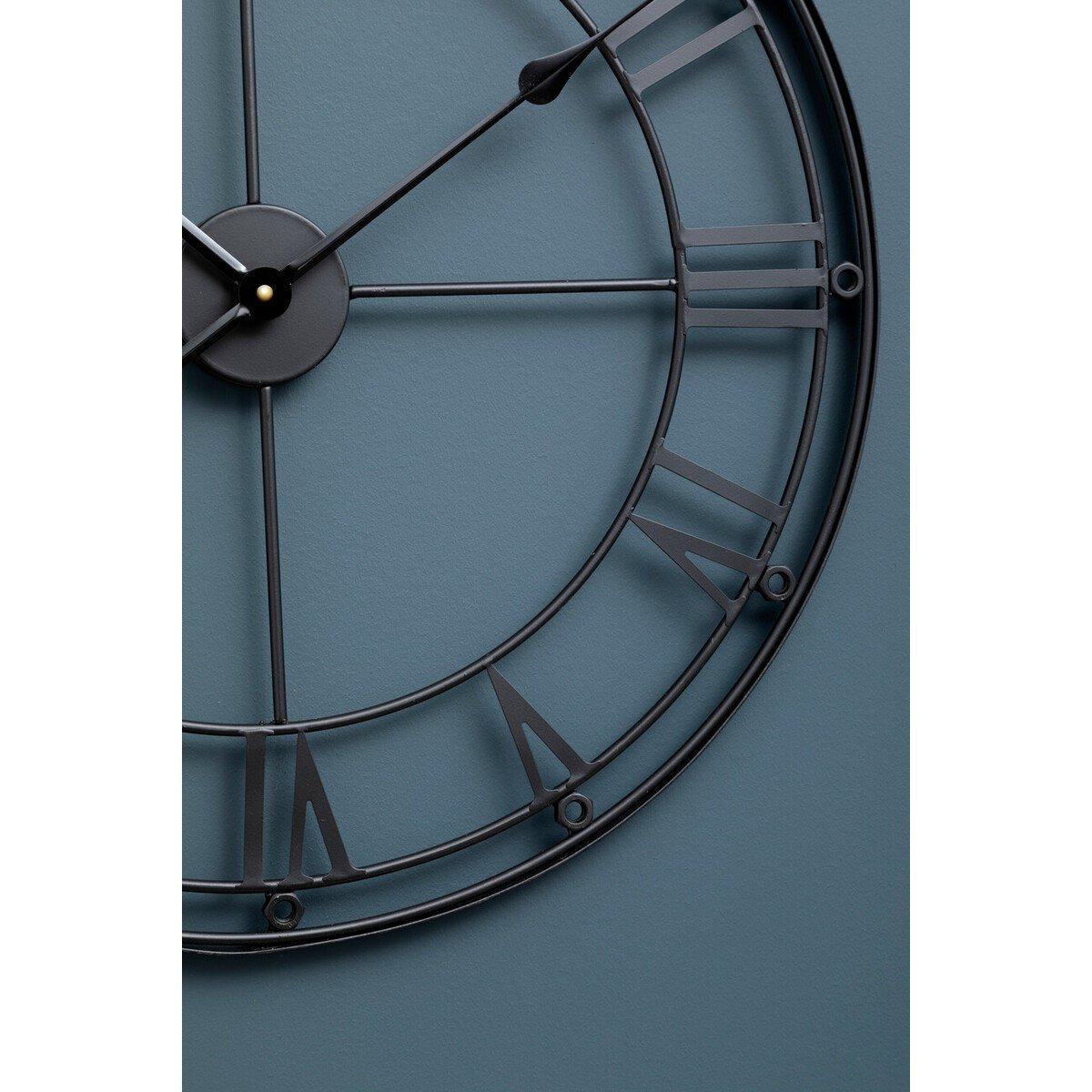 Black White - Premier Housewares - Baywood 59cm Dia Matt Black Metal Wall Clock - 4