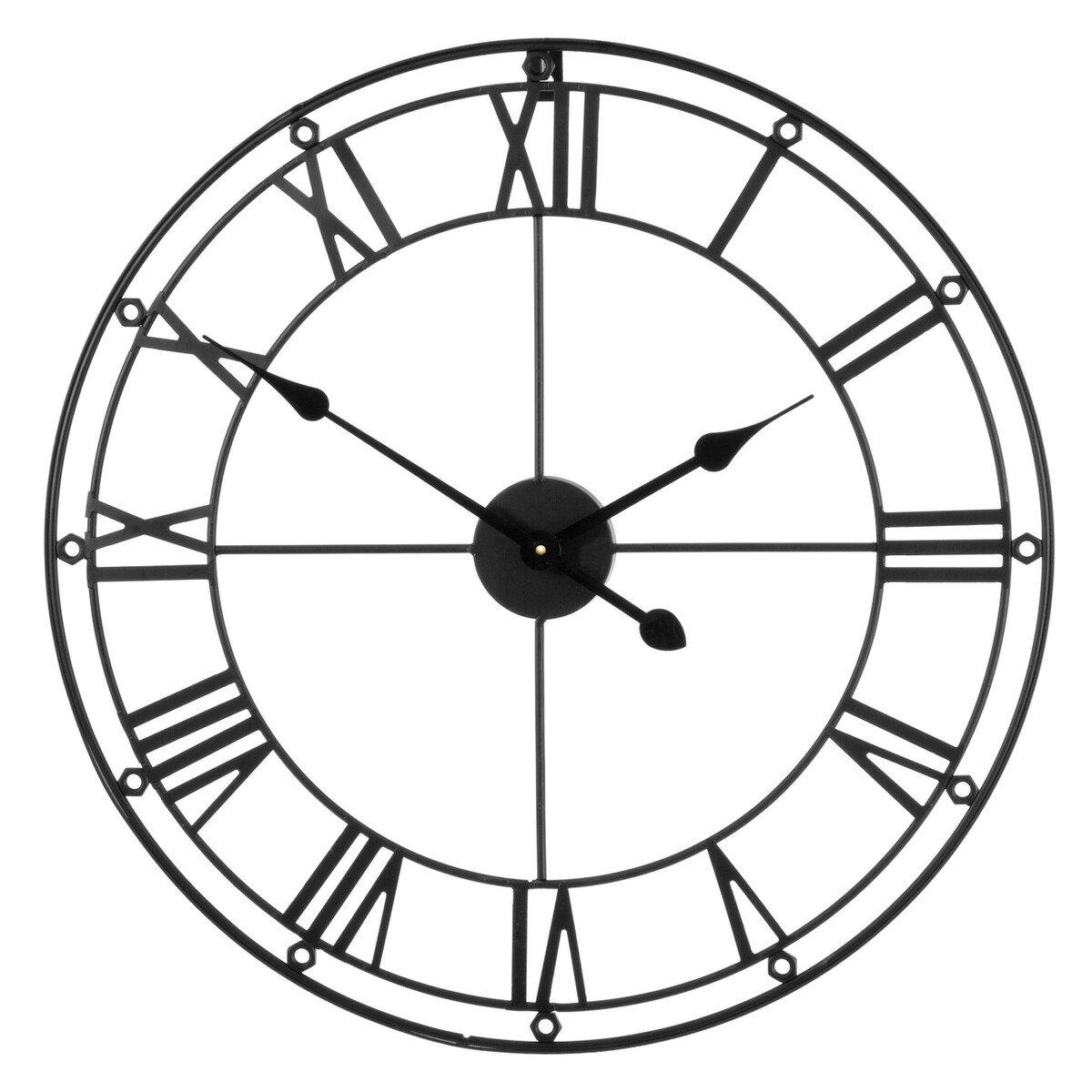 Black White - Premier Housewares - Baywood 59cm Dia Matt Black Metal Wall Clock - 5